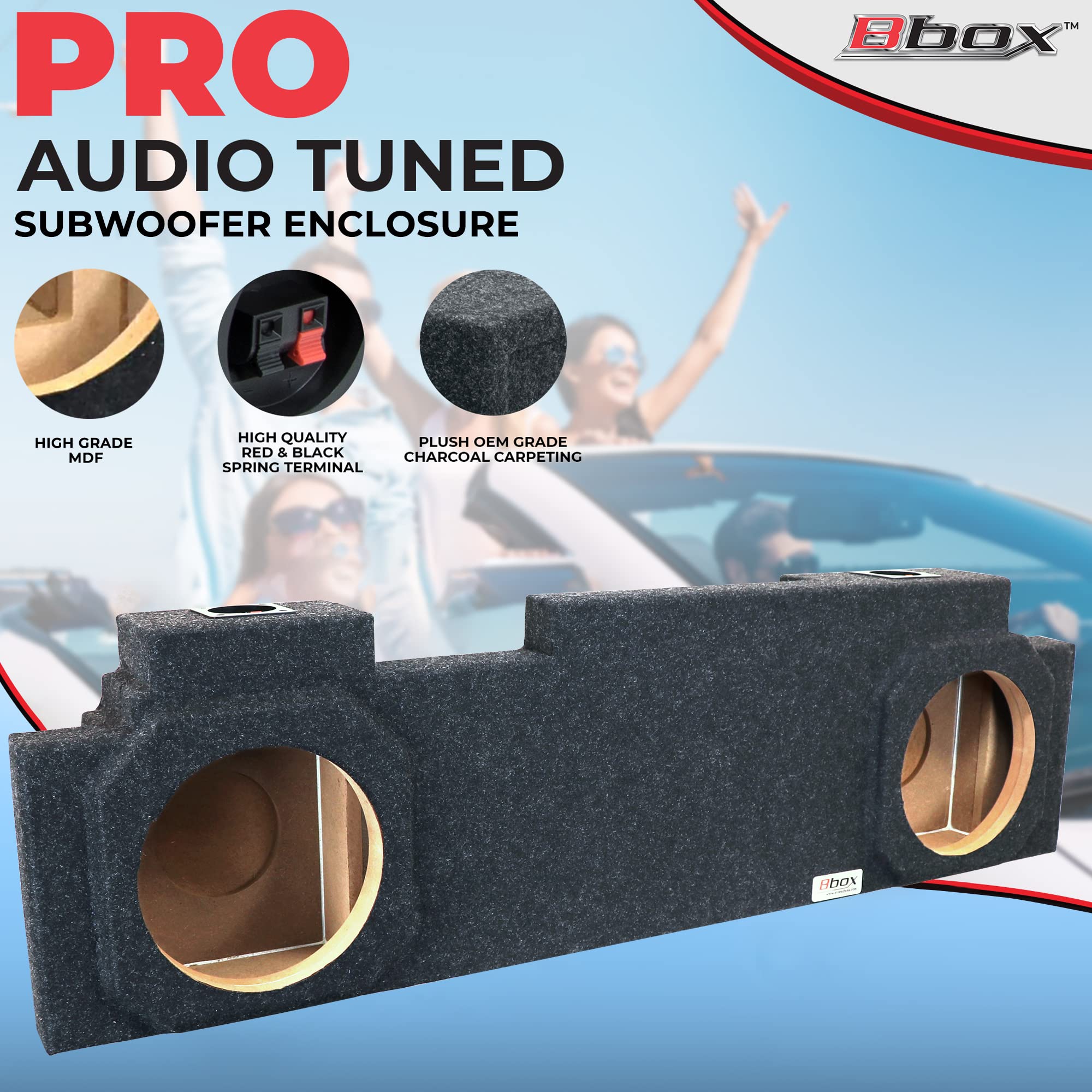 Atrend Dual Bbox 10" Sealed Carpeted Subwoofer Enclosure - Fits 2001 - 2013 Chevrolet / GMC Avalanche/Escalade - Subwoofer Box Improves Audio Quality, Sound & Bass - Charcoal