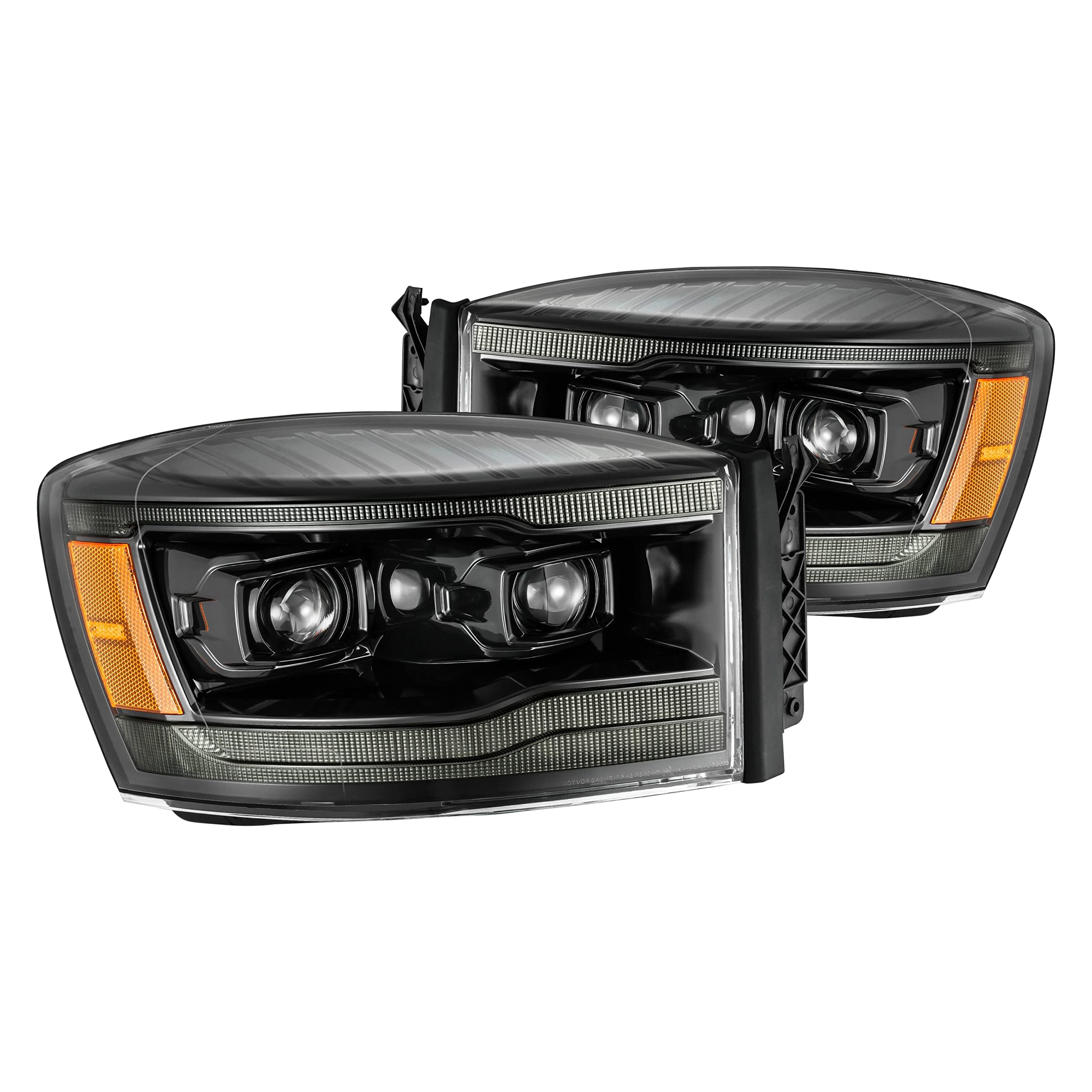 06-08 Dodge Ram 1500HD AlphaRex (880530) Pro-Series Proj Headlights Plank Style Alpha Black w/Seq Signal/DRL