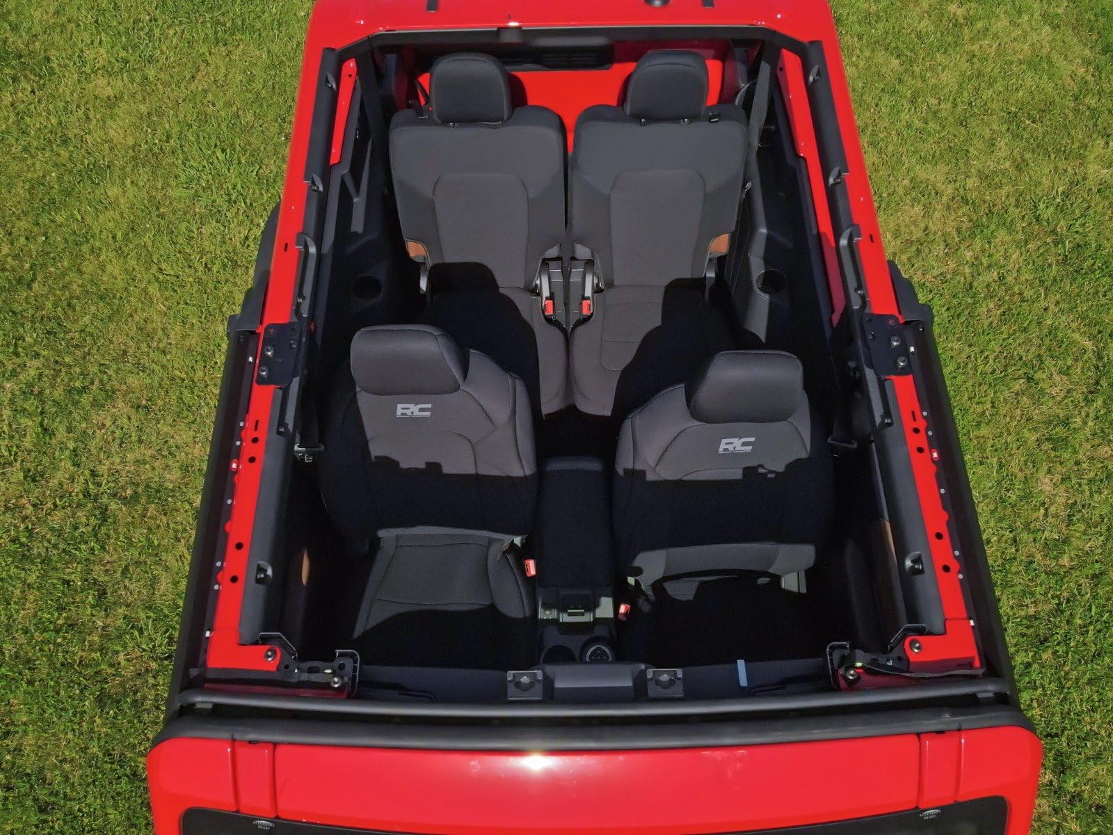 Rough Country Neoprene Seat Covers for 2-Door Ford Bronco (2021-2025) w/Bucket Seats - Waterproof & UV Resistant, Foam Padded, Front & Rear Seat Cover Set
