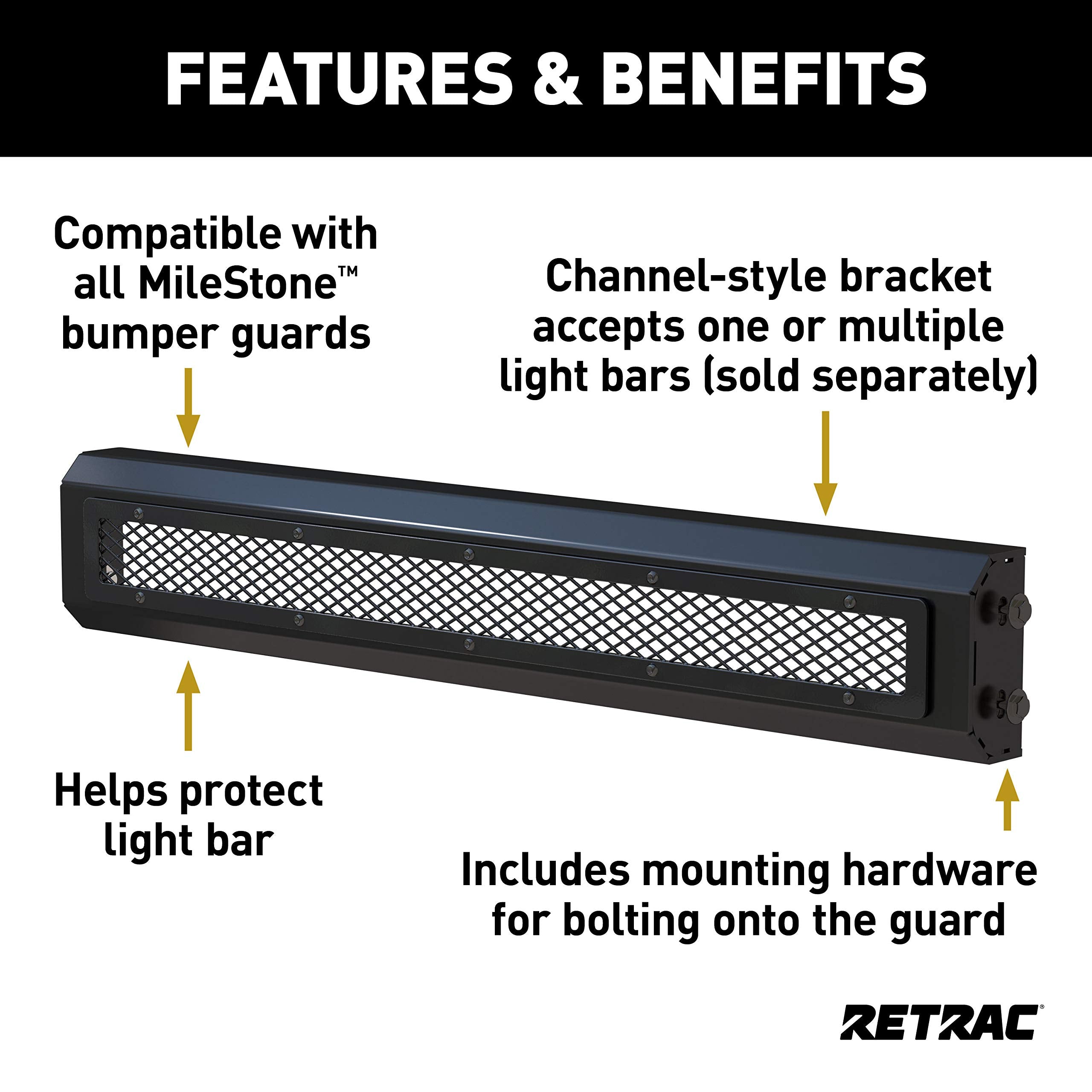 Milestone Retrac 207710 Black Stainless Bumper Guard Light Cage