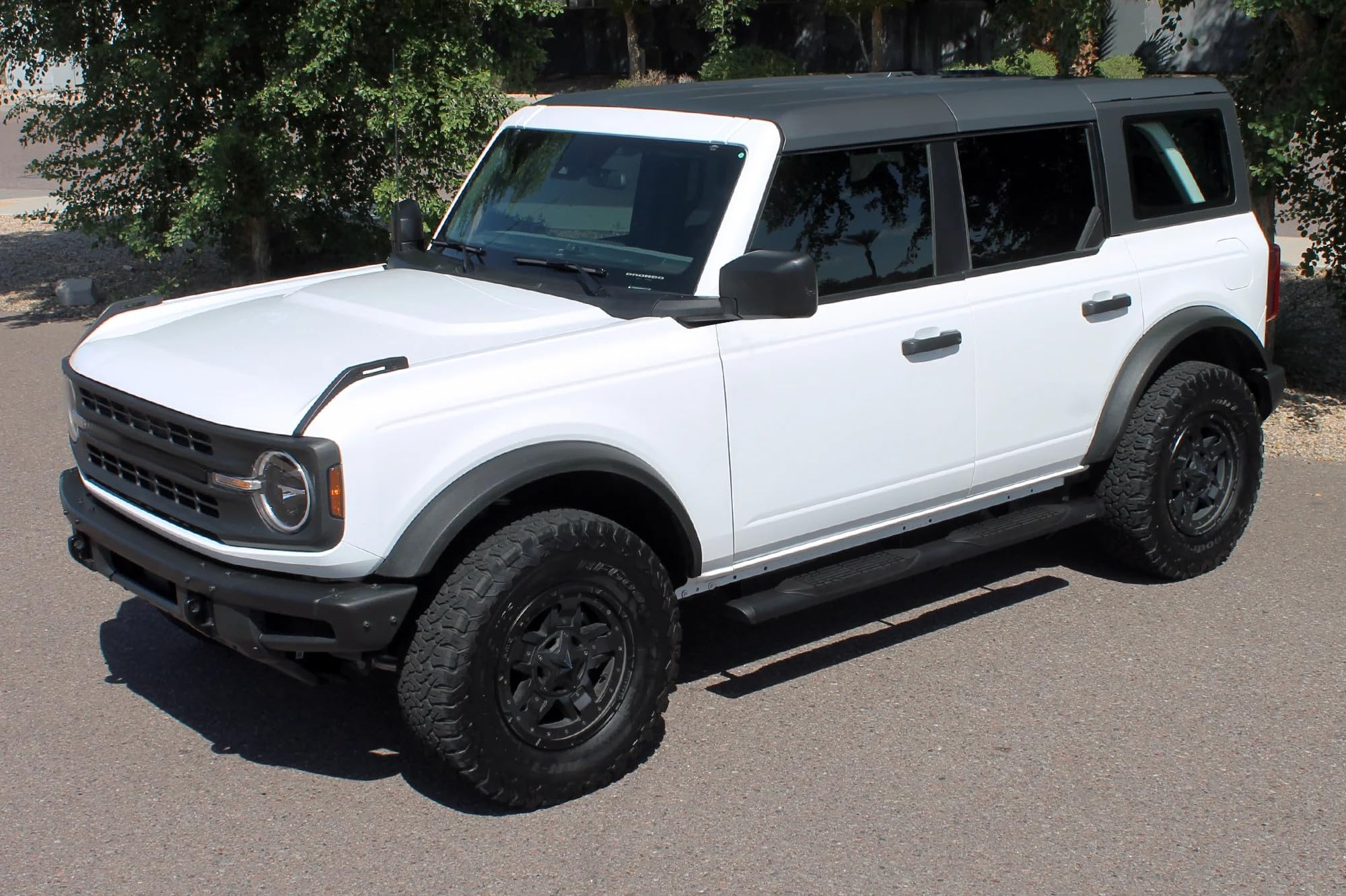 Running Boards Raptor Series Steps 5in Oval Style Black Aluminum Compatible with 21-26 Bronco 4-Door