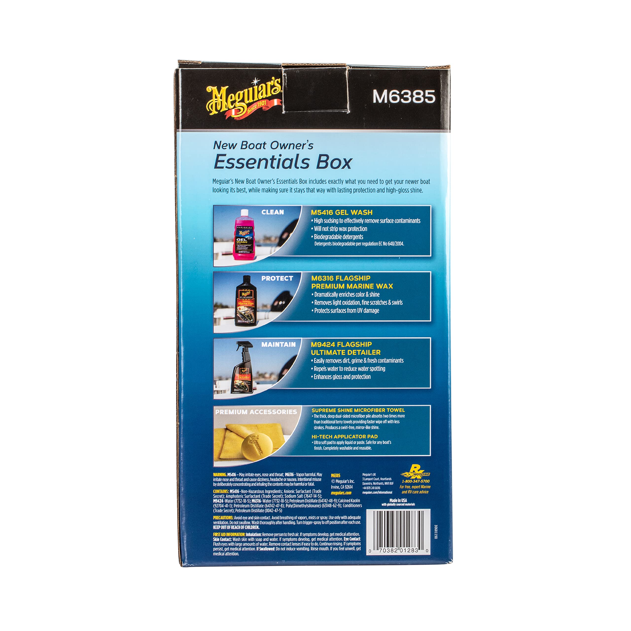 Boat Owner's Essentials Box Meguiar's New - Boat Cleaning Kit With Premium Marine-Grade Products for Your Boat or RV