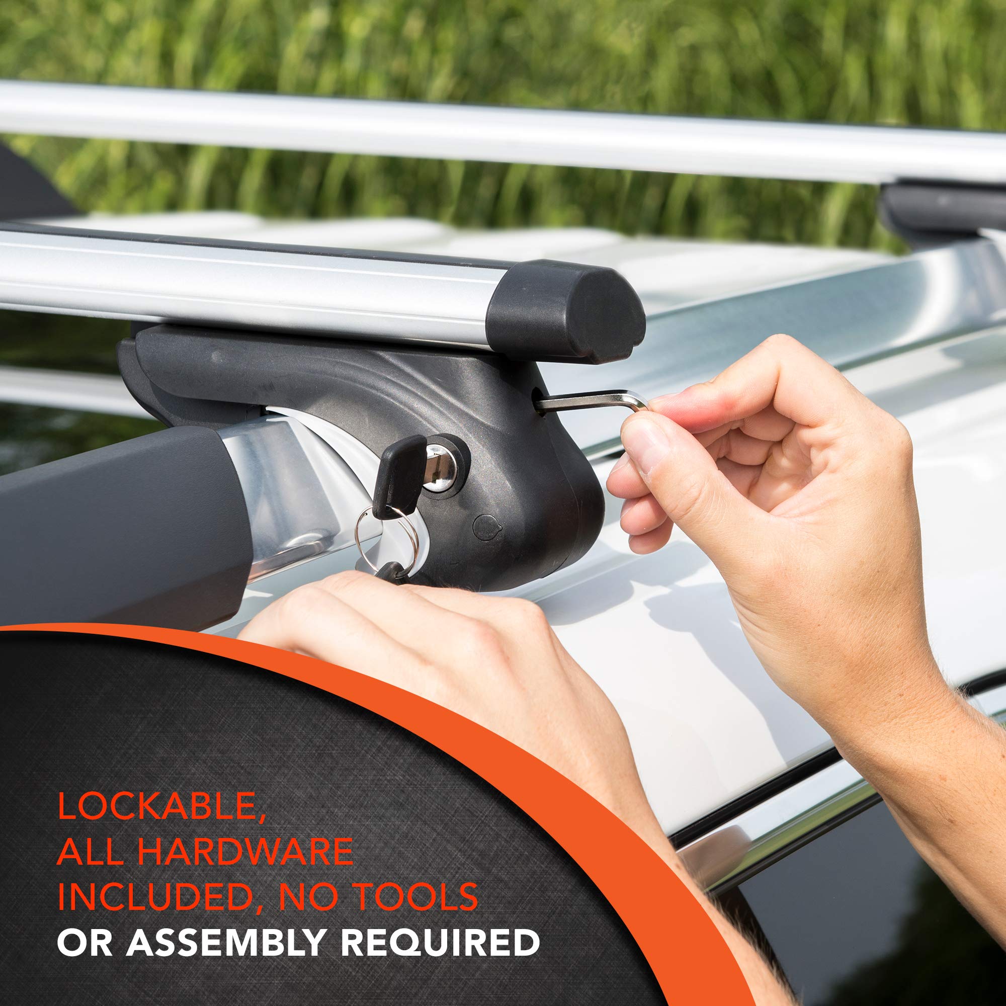 CARGOSMART Universal Cross Bars, 52”x5.8”x3” – Expands Carrying Capacity of Vehicle – Easily Mounts to Existing Raised Side Rails – Solid Steel Construction - No Assembly Required