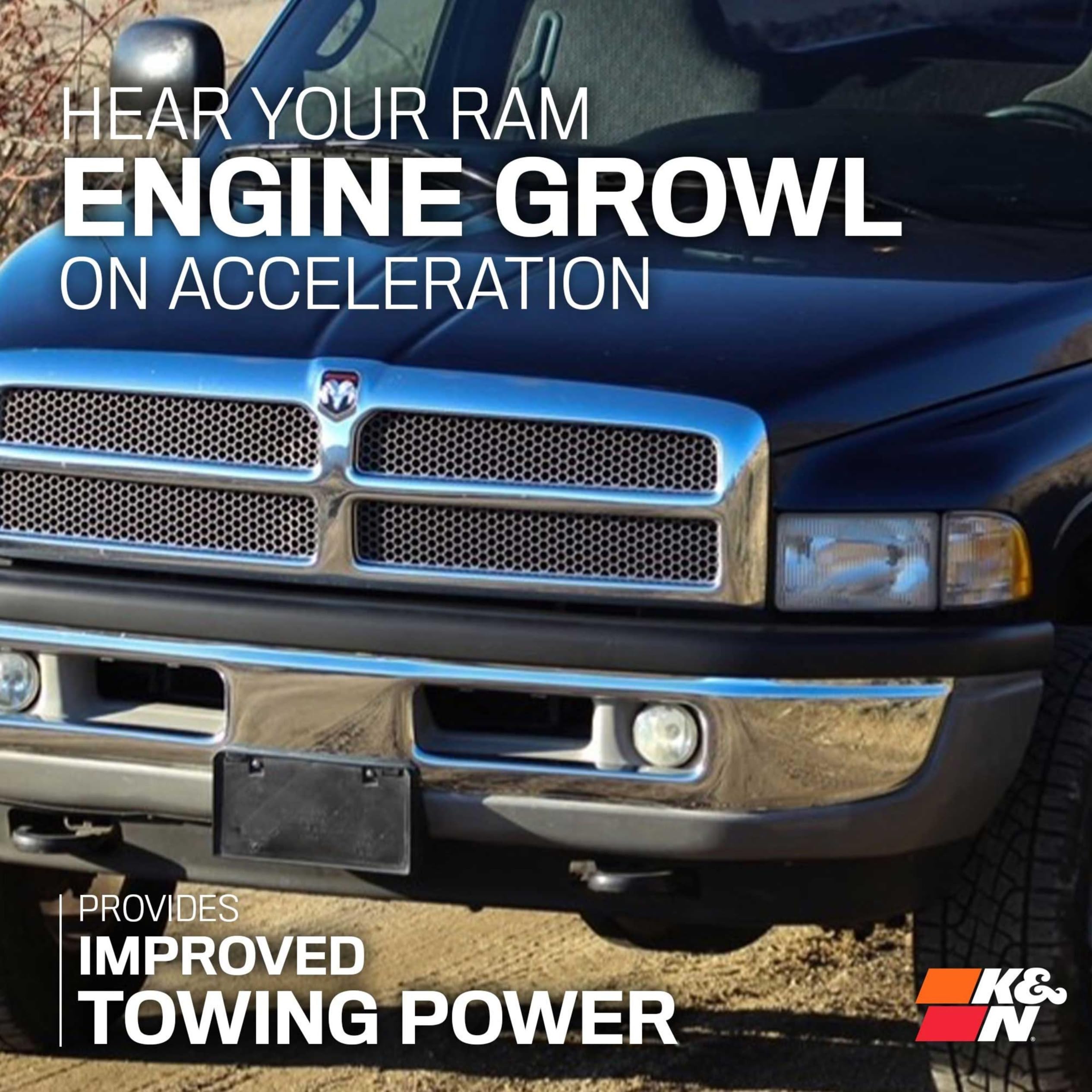 Cold Air Intake System K&N: High-Flow Air Filter, Increase Performance & Towing: Compatible with 1994-2002 Dodge/RAM: 2500, 3500, 57-1525