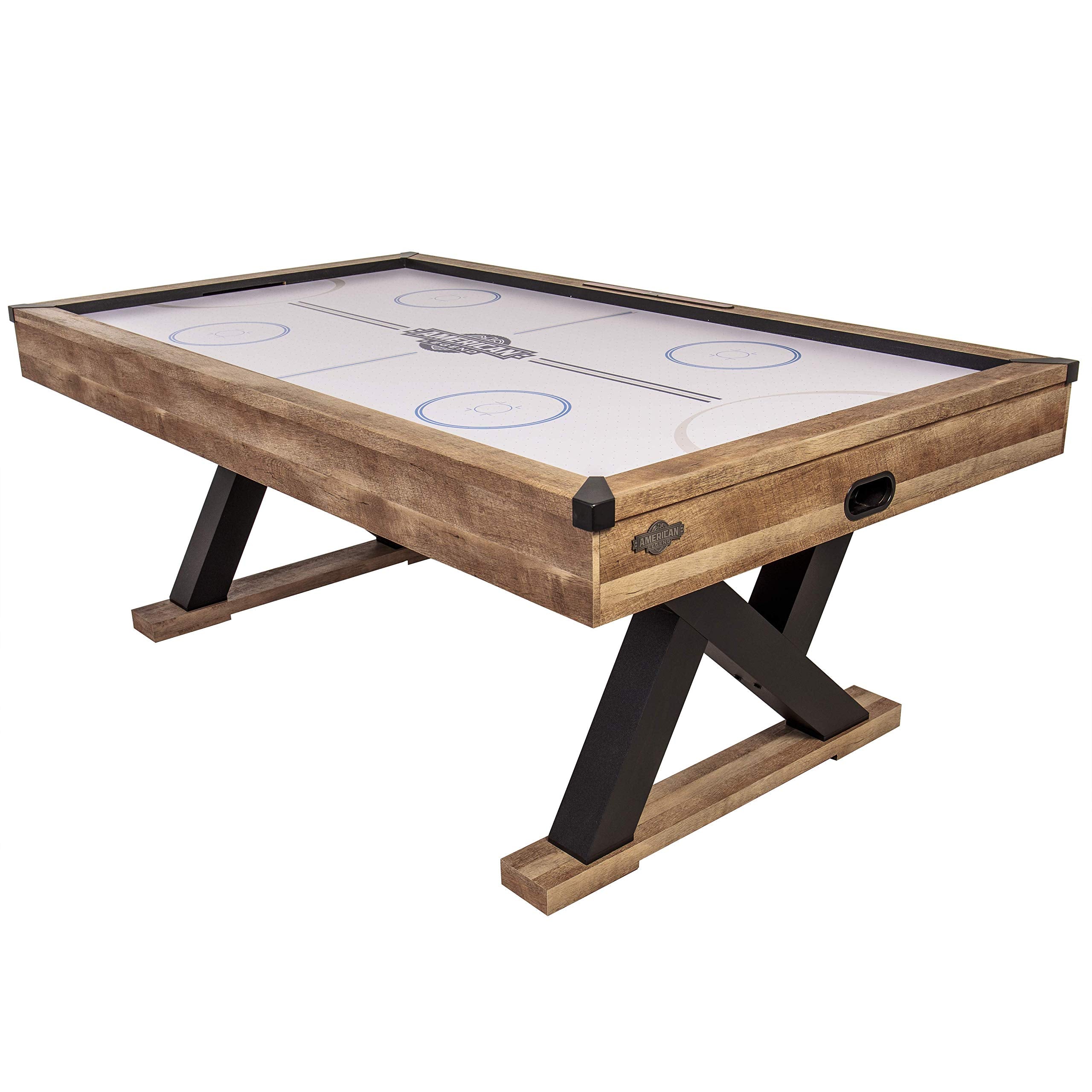 Kirkwood American Legend 84” Air Powered Hockey Table with Rustic Wood Finish, K-Shaped Legs and Modern Design