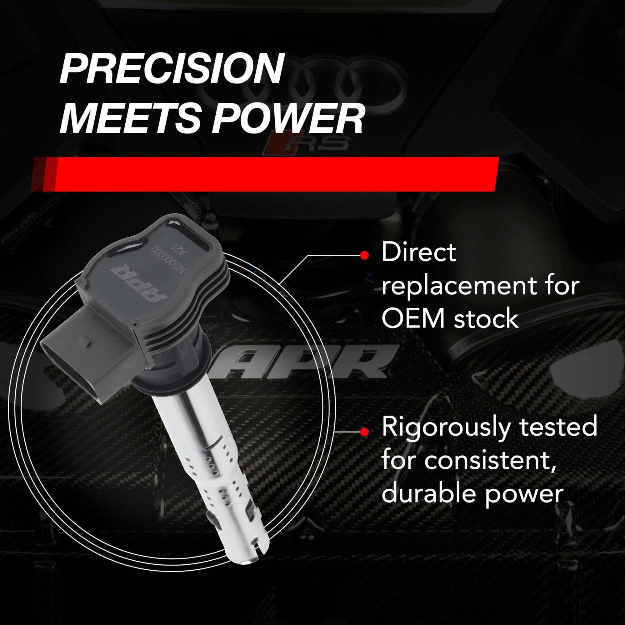 MS100209 APR Ignition Coil (Grey) - for Select VW Group PQ35, PQ45 Models (Volkswagen, Audi, Lamborghini and Porsche) 2004 and Newer - Direct Replacement for OEM Stock Parts - 1 Pack