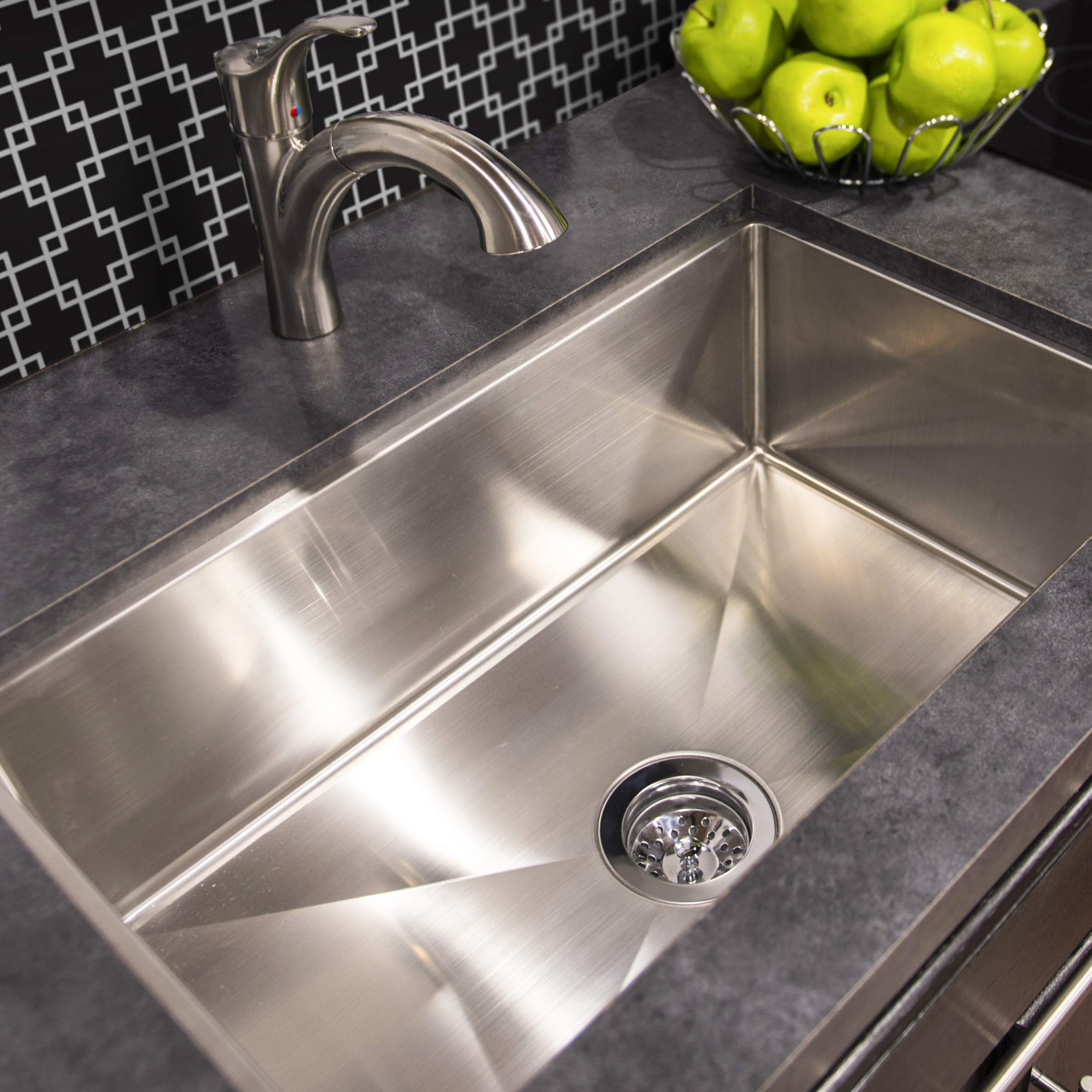 Single Square Sink - Better Bath 385313 - 27" x 16" x 7" (Stainless Steel)