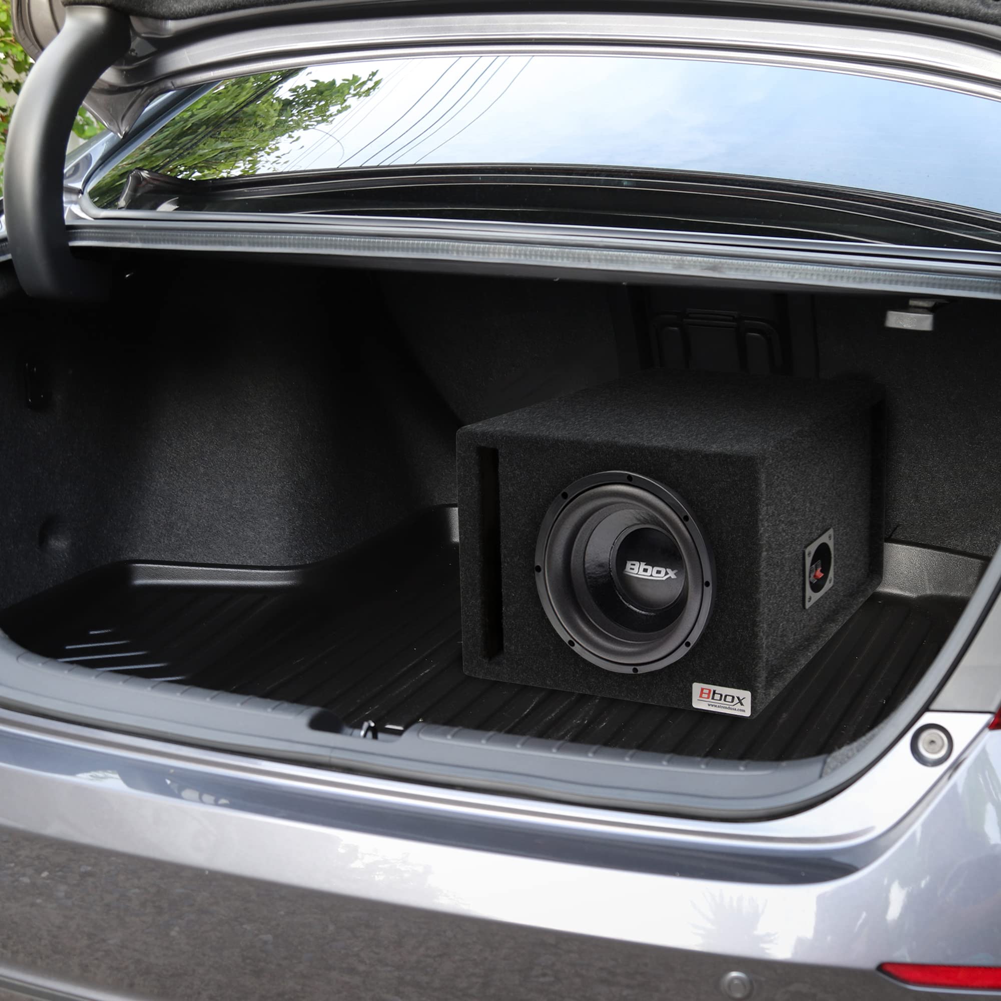 10” Bbox Pro-Tuned Single Vented Subwoofer Carpeted Enclosure - Subwoofer Box Improves Audio Quality, Sound & Bass,Charcoal