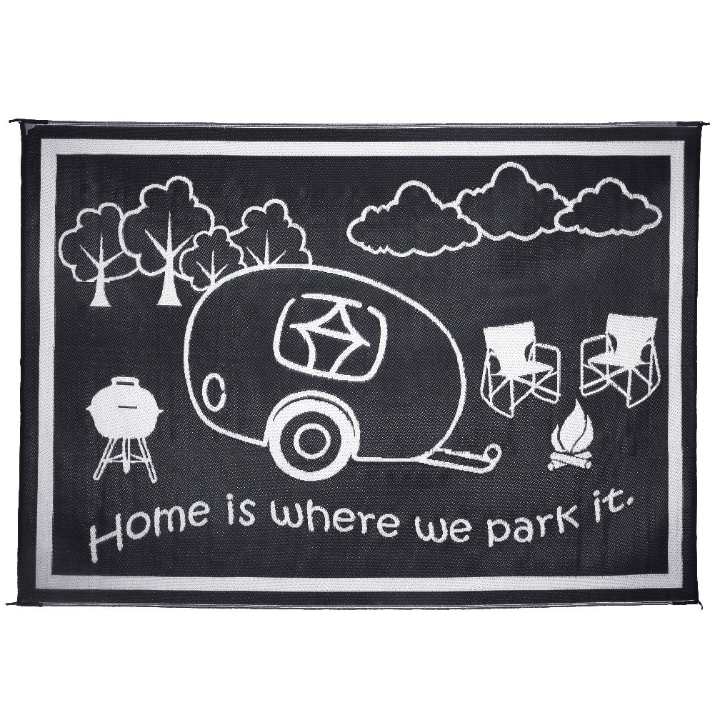 Ming's Mark Stylish RH8111 Reversible RV Home Mat - 8' x 11', Black/White