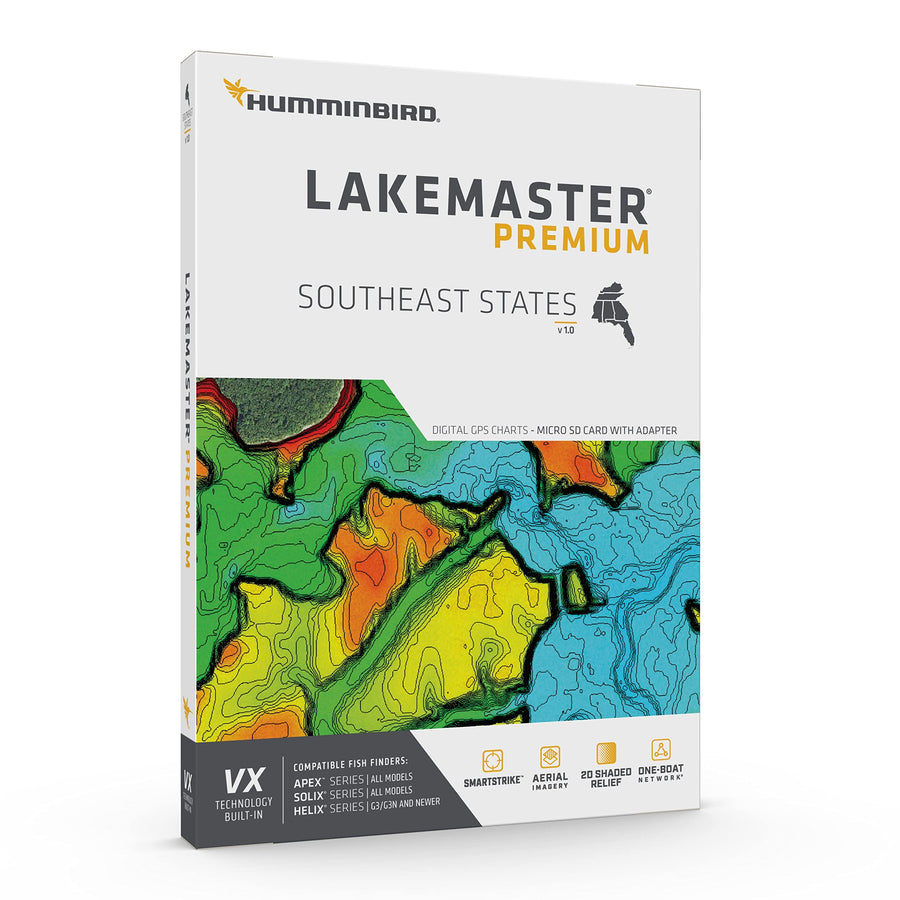 Humminbird Premium LakeMaster Southeast States V1 Map SD Card for Fish Finders