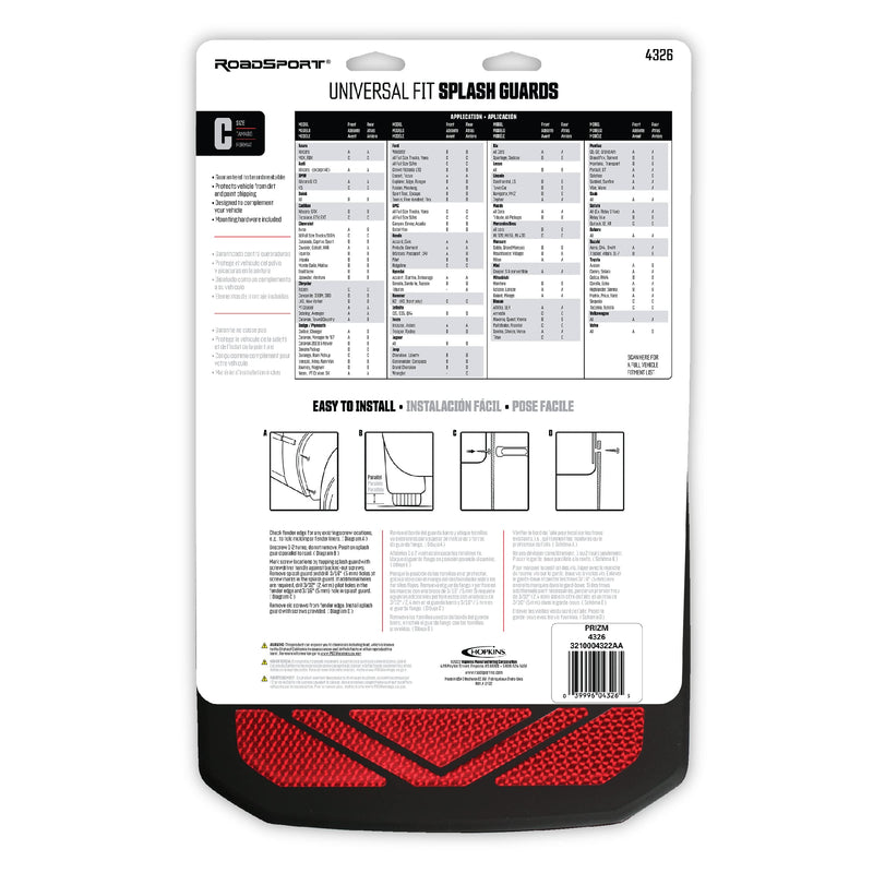 RoadSport 4326 Universal Fit 'C' Series Premiere Splash Guard (Black with Red Prism; 18" Height x 10-3/8" Wide)