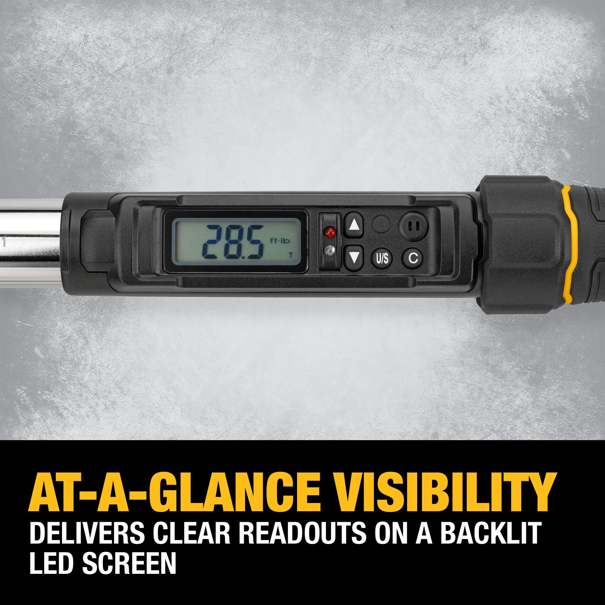 Digital Torque Wrench DEWALT, 1/2 inch Drive, 50-250 FT-LB, with Storage Case (DWMT17060)