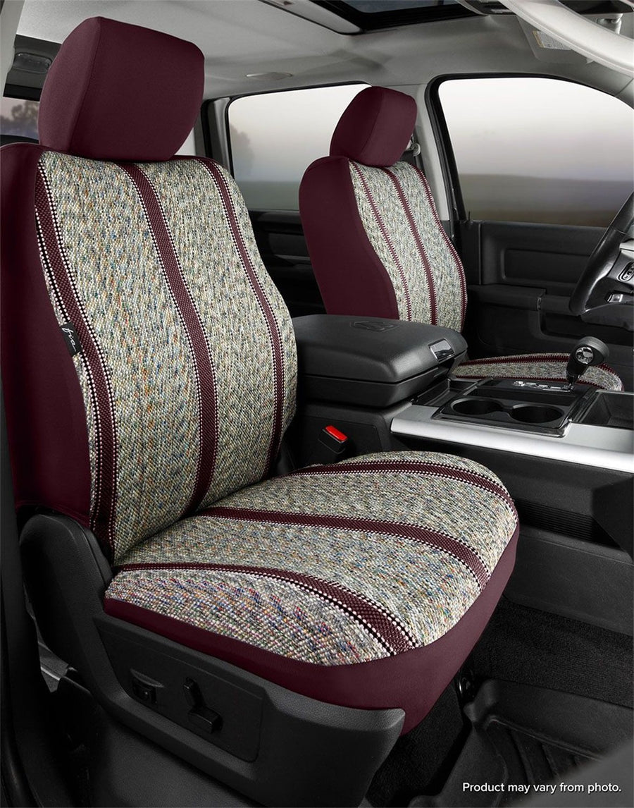 Fia Wrangler TR49-39WINE Custom Seat Cover; Saddle Blanket; Wine; Front; Bucket Seats; Adjustable Headrests; Airbag; Incl. Head Rest Cover;