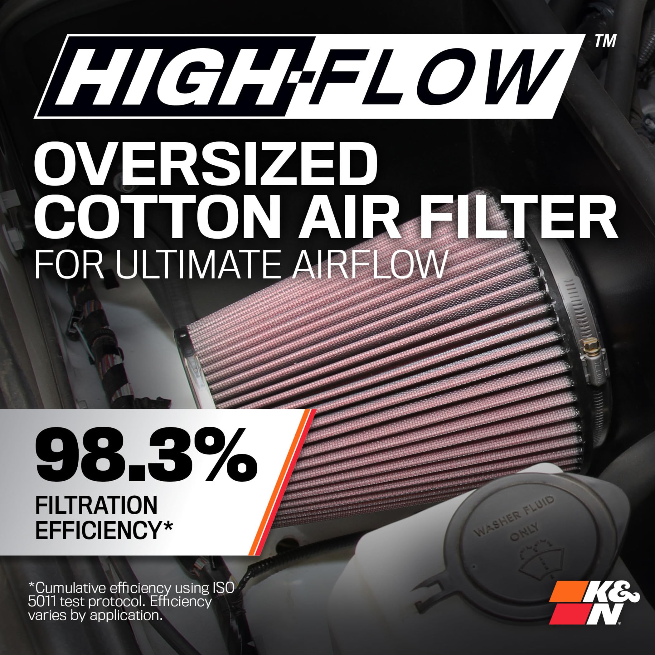 Cold Air Intake System K&N: High-Flow Air Filter, Increase Performance & Towing: Compatible with 2012-2021 Toyota, Sequoia, Tundra, 63-9036