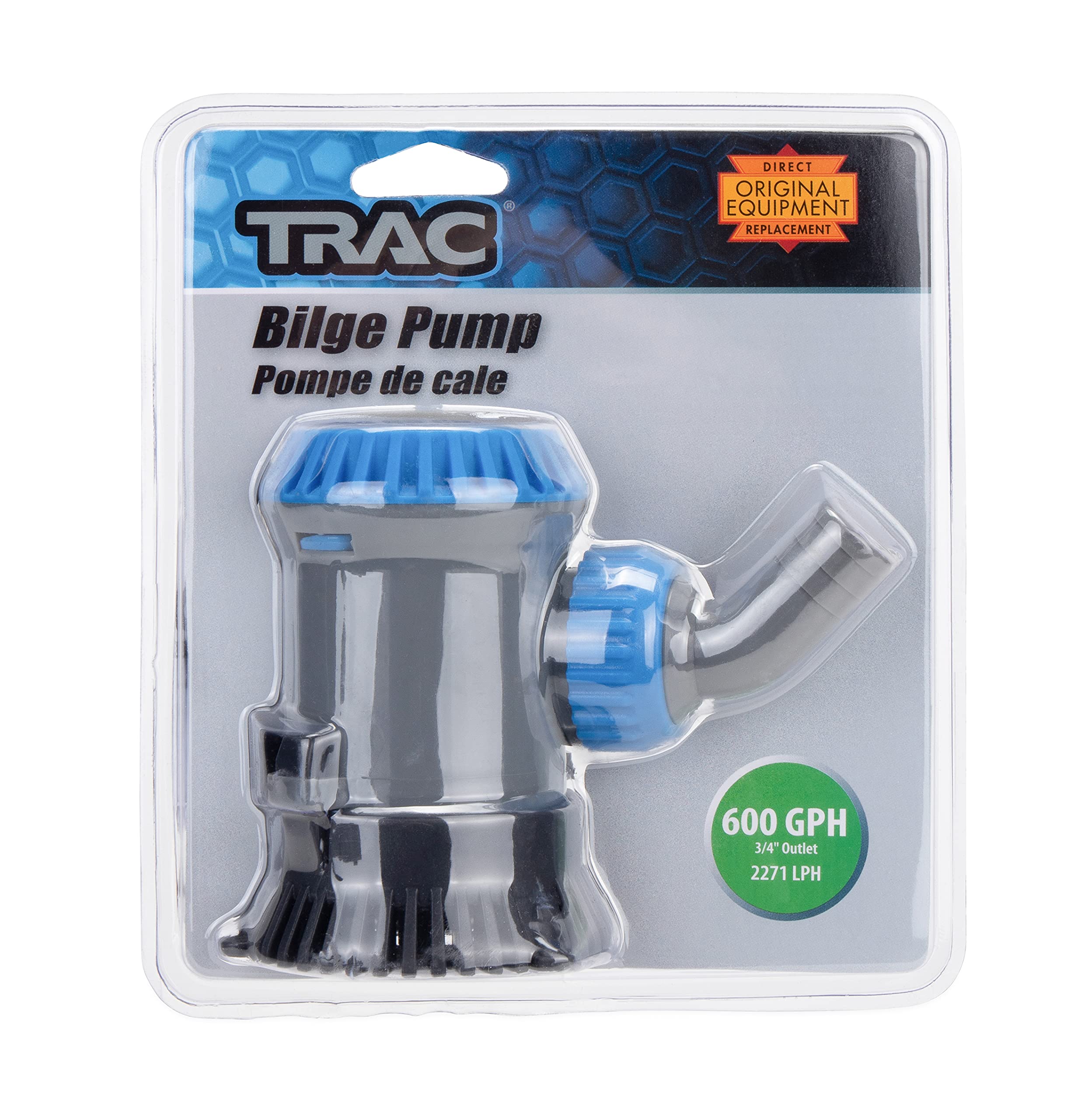 600 GPH Trac Outdoors Bilge Pump - Ideal for All Watercraft - Designed for Easy Installation and Retrofitting (69300)