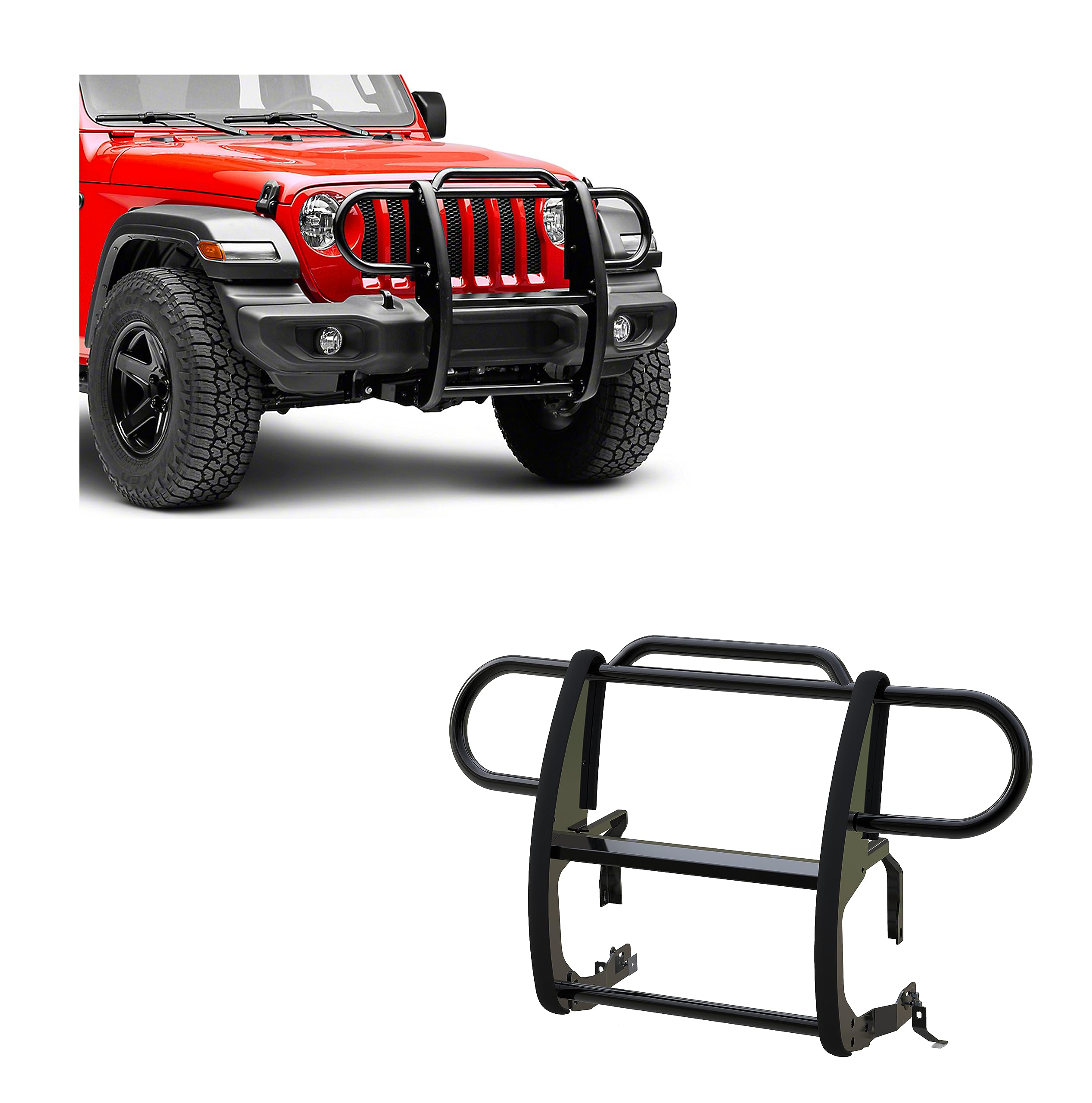 Grille Brush Black Horse Bumper Guard Modular Compatible with 2020-2024 Jeep Gladiator|2018-2024 Jeep Wrangler(Excl. 21-24 V8 Engine and Trims)-17JPJLMA