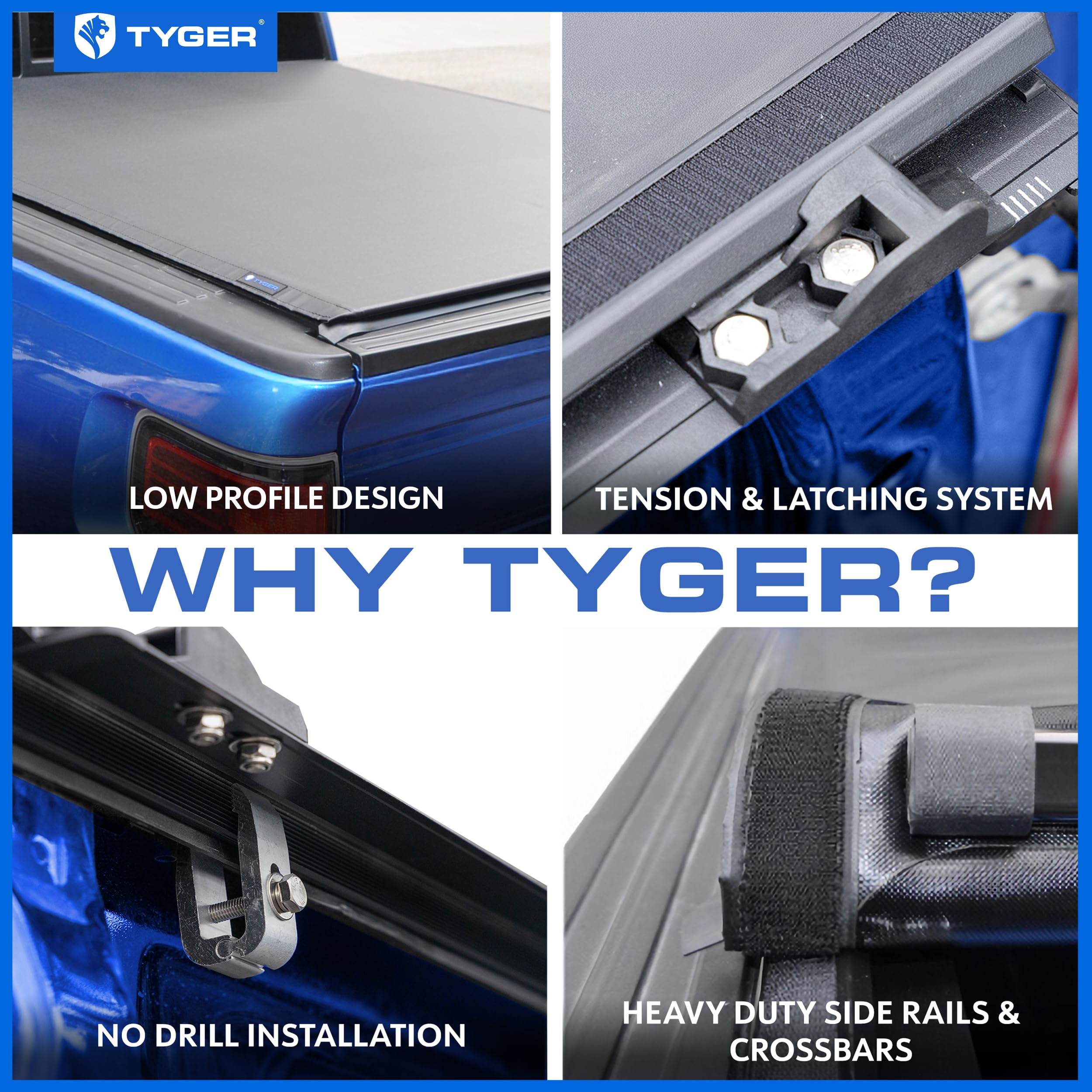 Tyger Auto T2 Soft Roll-up Low Profile Truck Bed Tonneau Cover Compatible with 2015-2026 Ford F-150 | Fleetside 5.5' (67") Bed | TG-BC2F6229