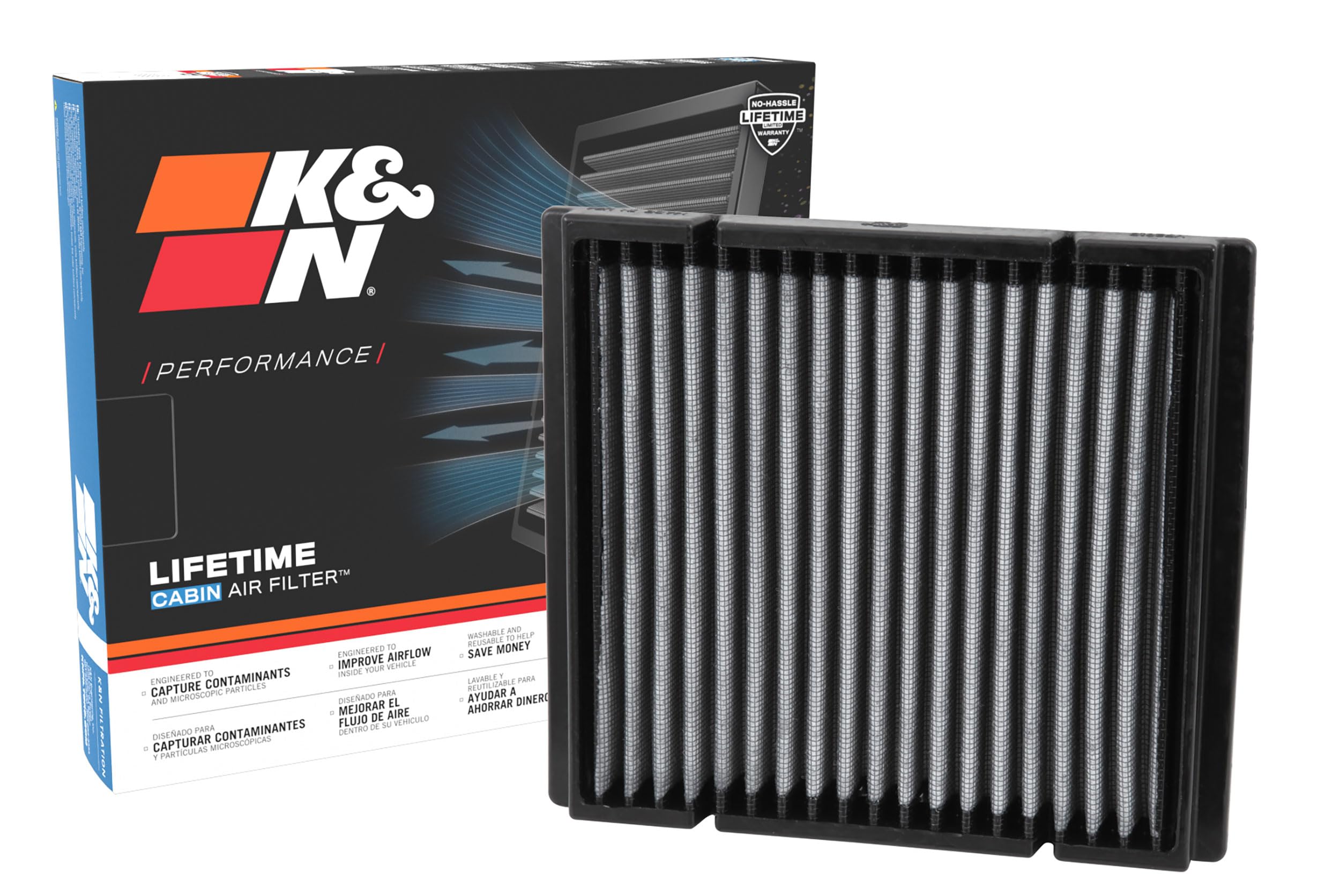Cabin Air Filter K&N LIFETIME: Premium, Washable, Clean Air for your Cabin: Compatible with 2007-2015 Ford/Lincoln/Mazda: Edge, MKX, CX-9, VF2019