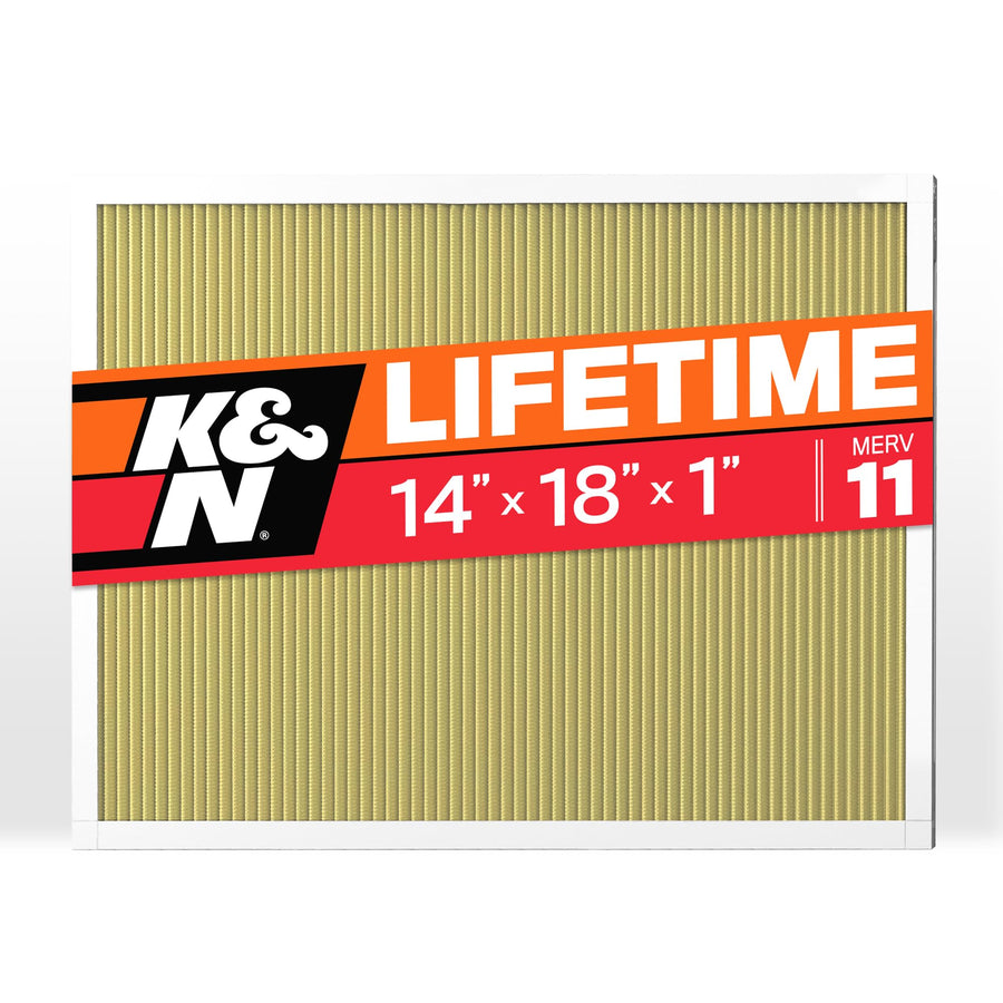K&N HVAC Furnace Air Filter 14X18X1, Lasts a Lifetime, Washable, Merv 11, the Last HVAC Filter You Will Ever Buy, Breathe Safely at Home or in the Office, HVC-11418