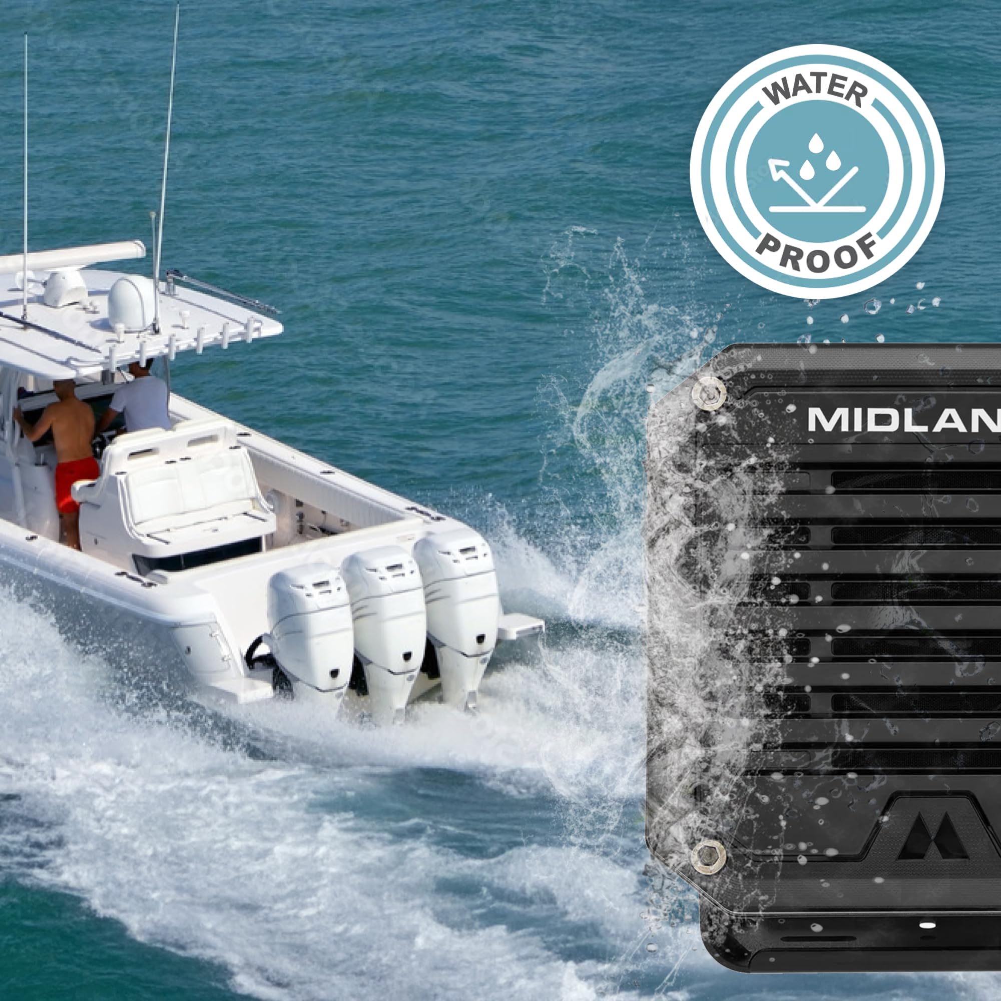 SPK100 Midland Heavy-Duty 20W External Speaker - 180 Degrees Swivel Base Bracket Works with All CB and MXT Radios 8-OHM Sound System 3.5mm Audio Plug - Easy Installation Waterproof Design