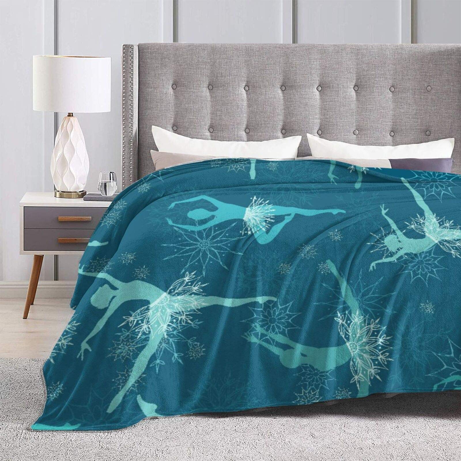 Janrely Custom Personalized Throw Blanket, Fancy Snowflake Ballet Dancers, Soft Comfortable Plush Blanket for Sofa Bedroom Travel Fluffy Blanket 40"X50"