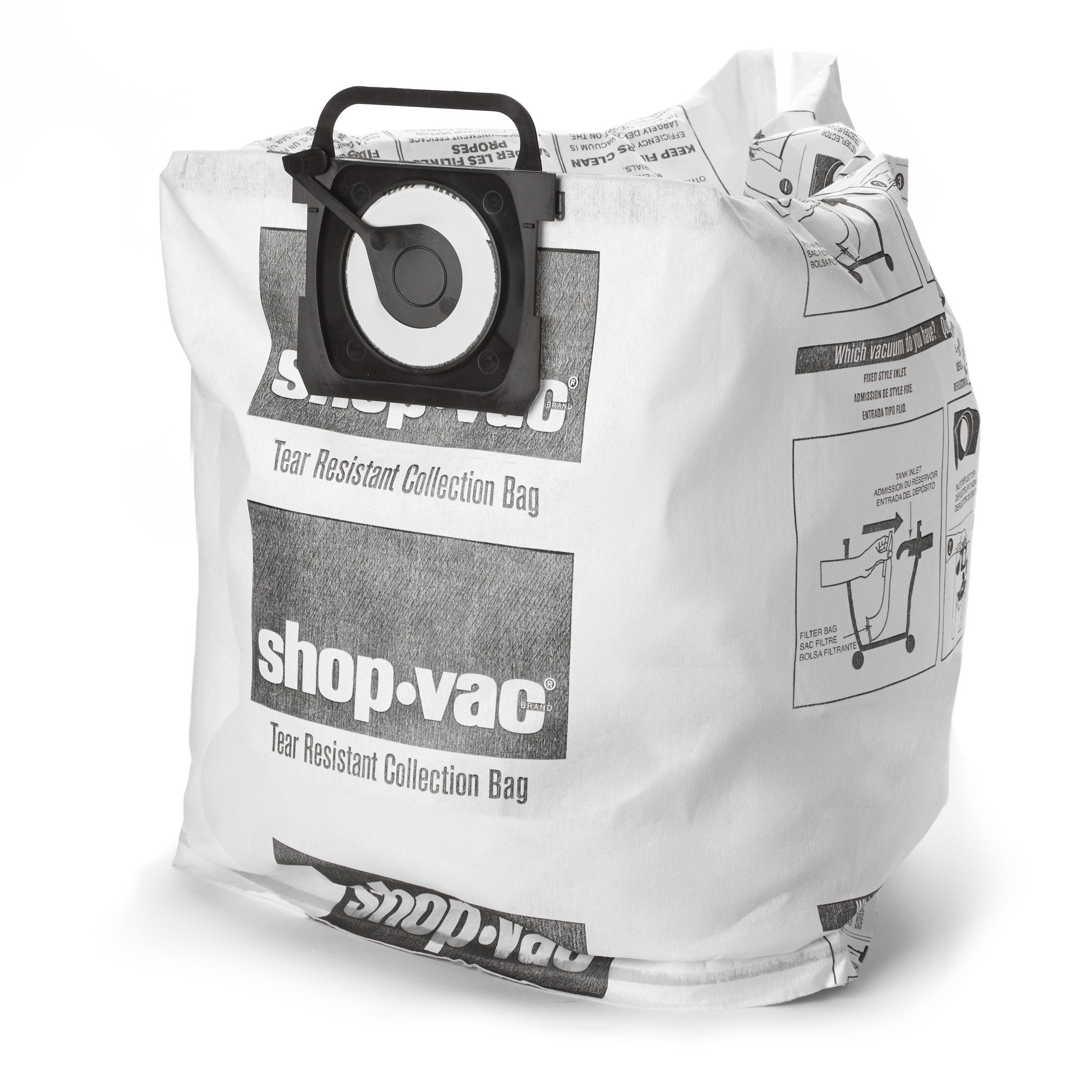 5-10 Gallon Shop-Vac Tear-Resistant Dry Collection Bags, White, Durable and Leak-Resistant, Ideal for Easy Disposal, (2-Pack)