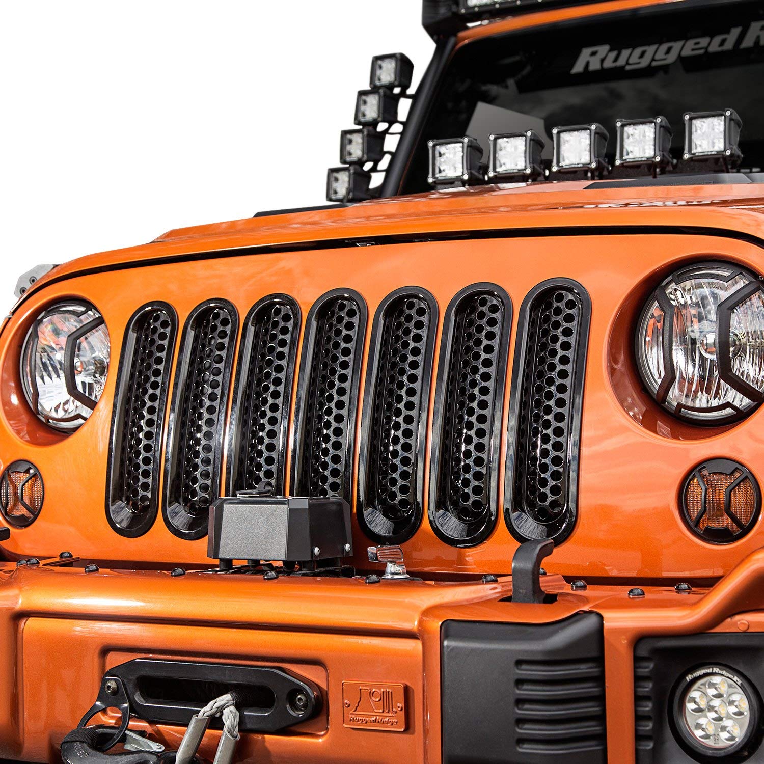Grille Insert Kit, Perforated, Black | Rugged Ridge | 11306.31 | Fits 2007-2018 Jeep Wrangler JK