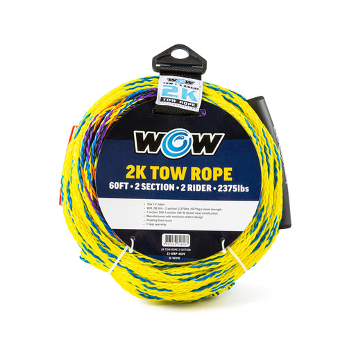 WOW Sports - Tow Rope 2K for Deck Tube - 1-2 Riders - 60 ft - UV Treated - W/Floating Handle