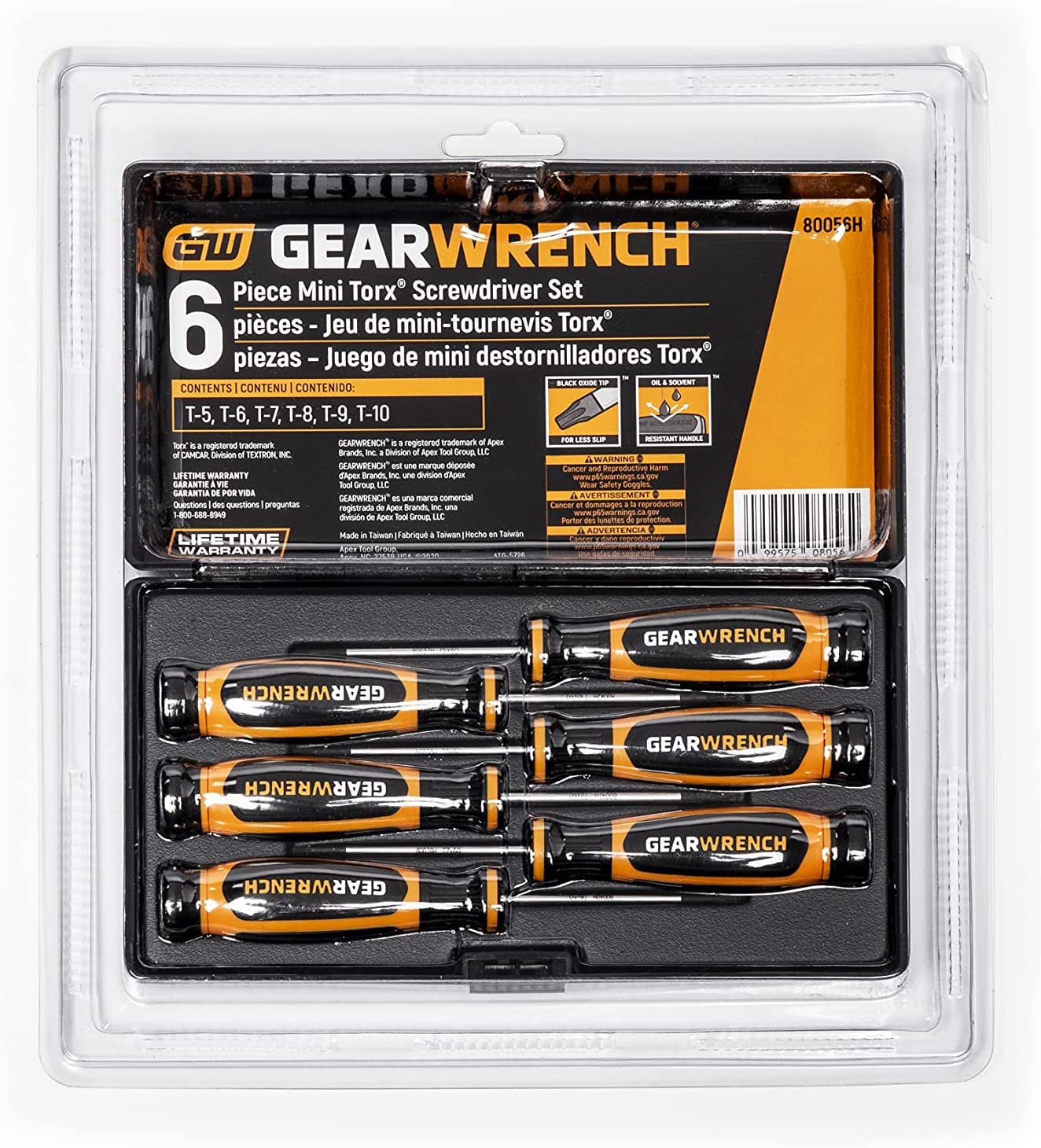 6 Pc. GEARWRENCH Torx Mini Dual Material Screwdriver Set - 80056H