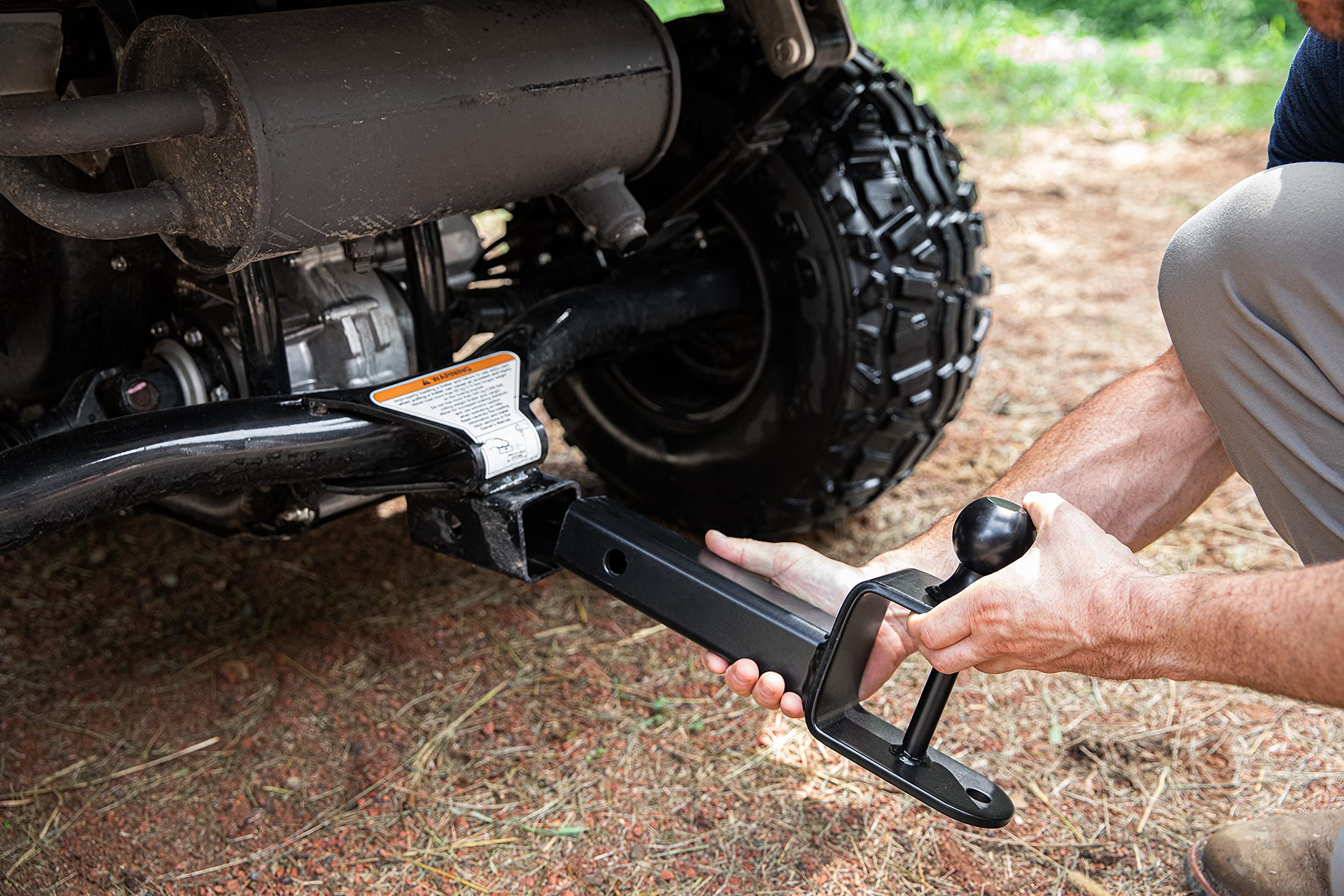 Boar Black UTV ATV Multi-Hitch - Features 2” Hitch Ball, 2” Shank - 9” (L) Shank - Hitch Ball has 2” Rise & Rated for 2,000lbs - Use w/Utility Trailers, Tow Straps & Other ATV Accessories (66081)