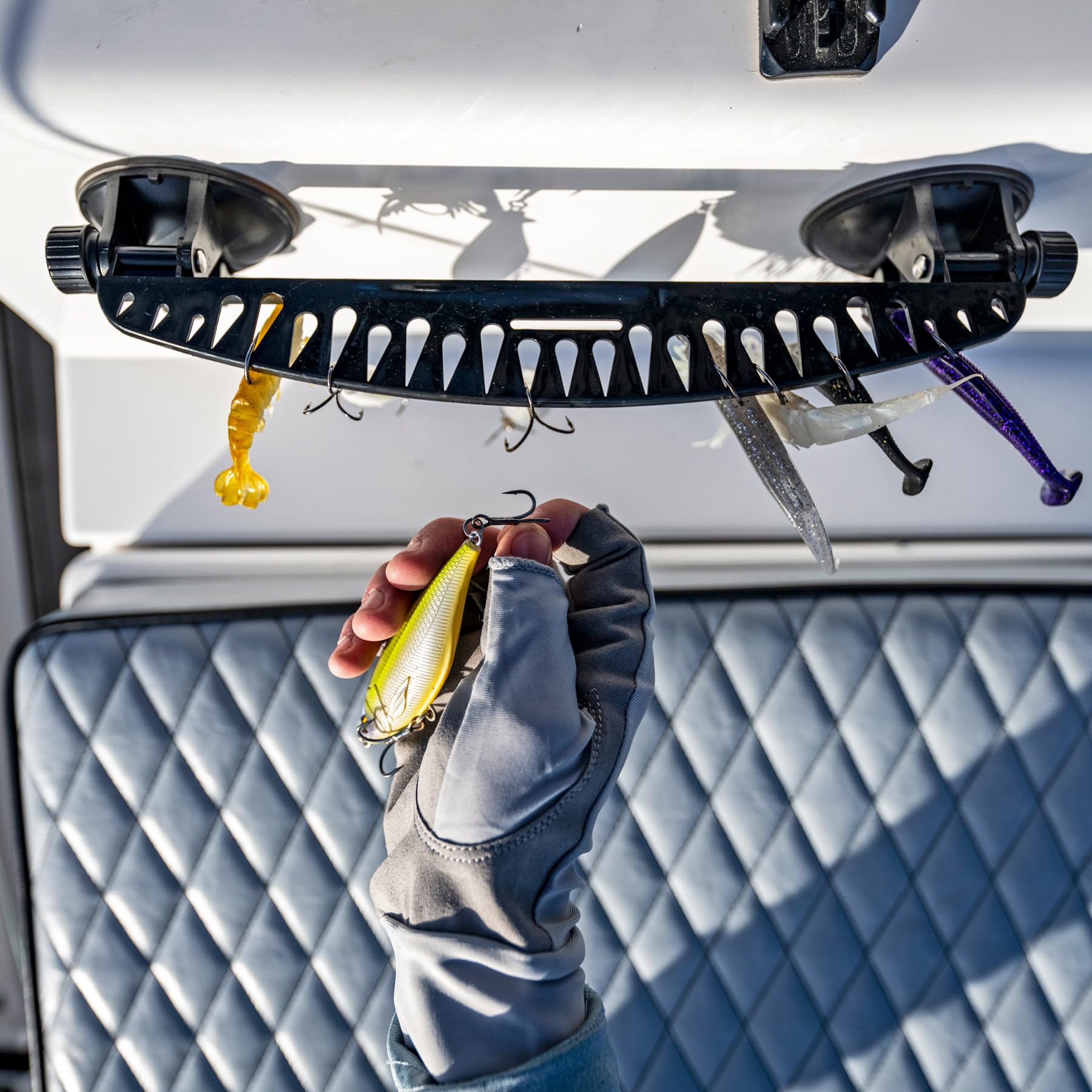 T-H Marine Lure Rack Tackle Titan | Strong Suction Cup Fishing Organizer for Boats | Fits Up to 25 Lures and Baits - Black