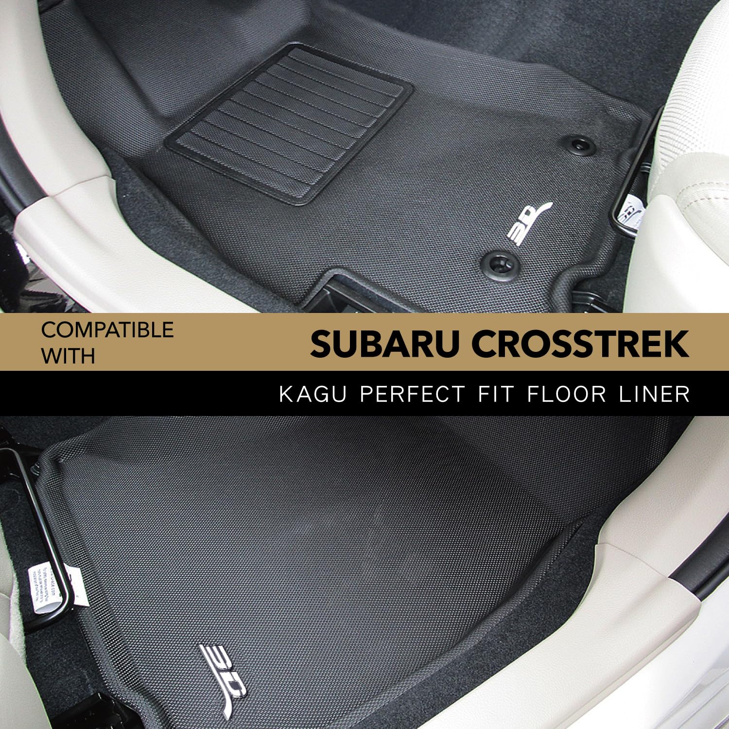 3D MAXpider Kagu Custom Fit Floor Mat (Black) Compatible with Subaru Impreza 2012-2016 / XV Crosstrek 2013-2017/ WRX 2015-2021/ WRX STI 2015-2021 - R1