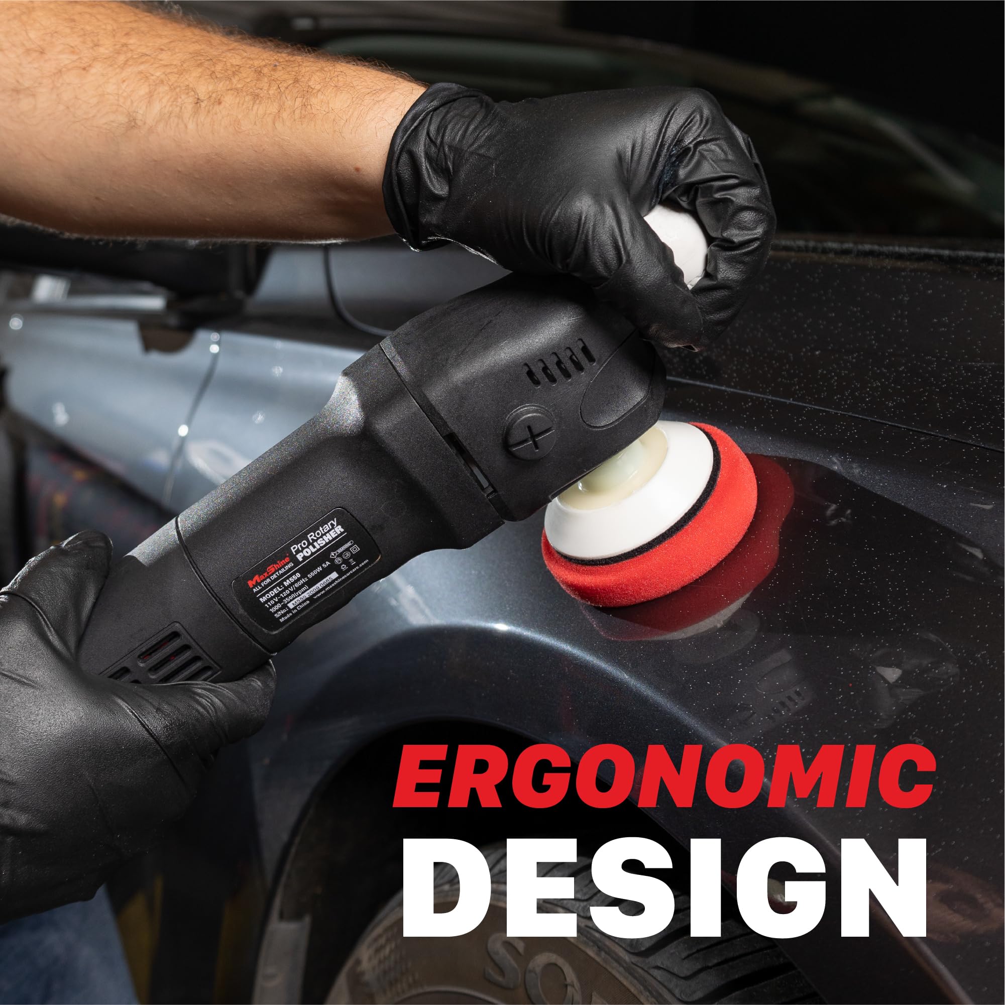 M550 Rotary Polisher Maxshine | 550W Motor, 3” Backing Plate, 6-Speed, 5/8” Thread | Compact Detailing Buffer for Auto, Boat & Marine Paint Correction, Swirl & Scratch Removal, Glossy Finish