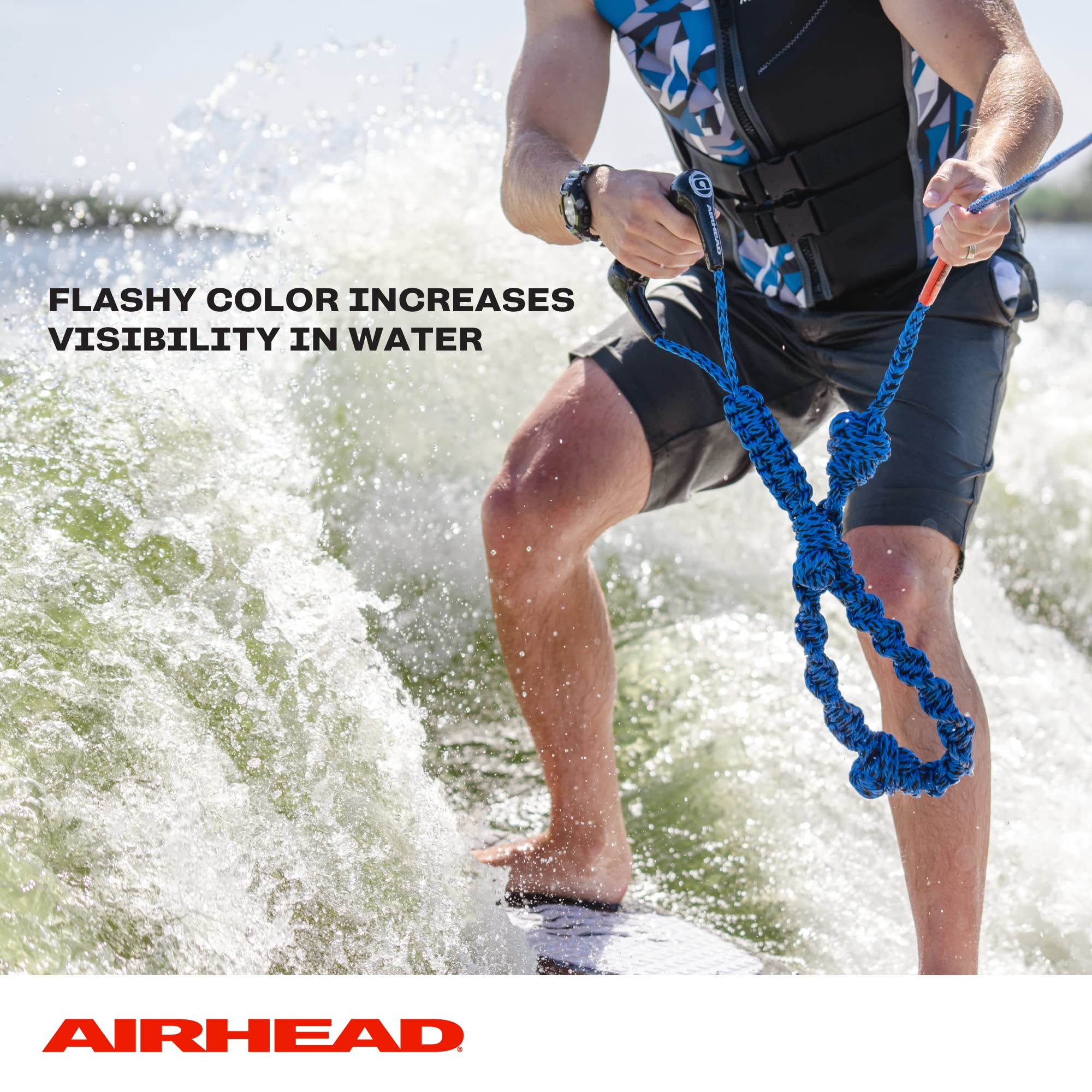 Spiral Braid Airhead Wakesurf Rope, 3 Sections, 16-Feet