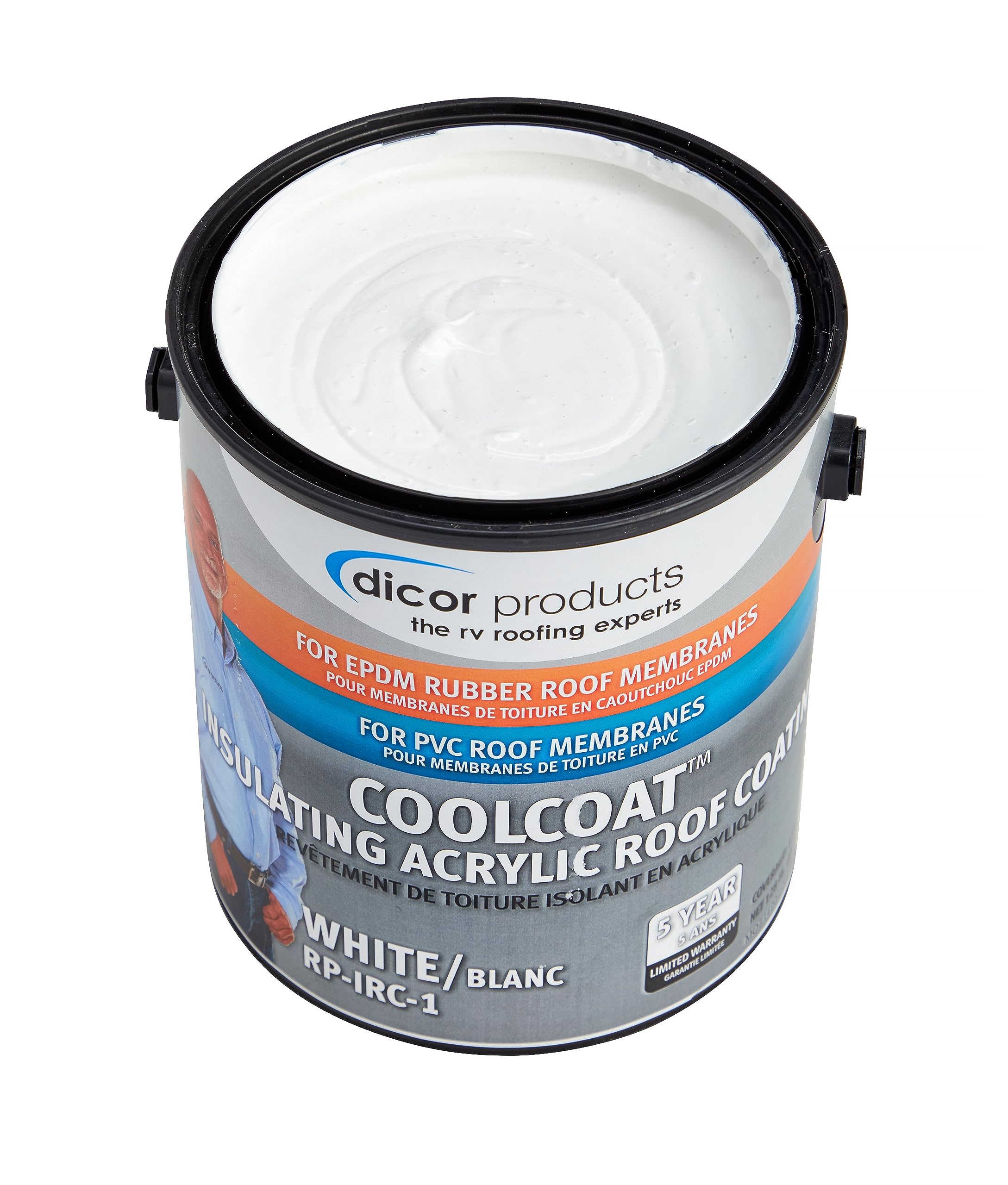 CoolCoat Dicor RP-IRC-1 Roof Coating - White, High-Performance Formula, 1 Gallon