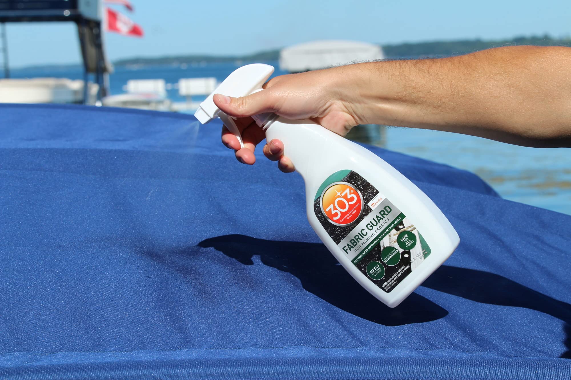 303 Marine Fabric Guard - Restores Repellency Water and Stain To Factory New Levels, Simple and Easy To Use, Manufacturer Recommended, Safe For All Fabrics, 32oz (30604CSR)