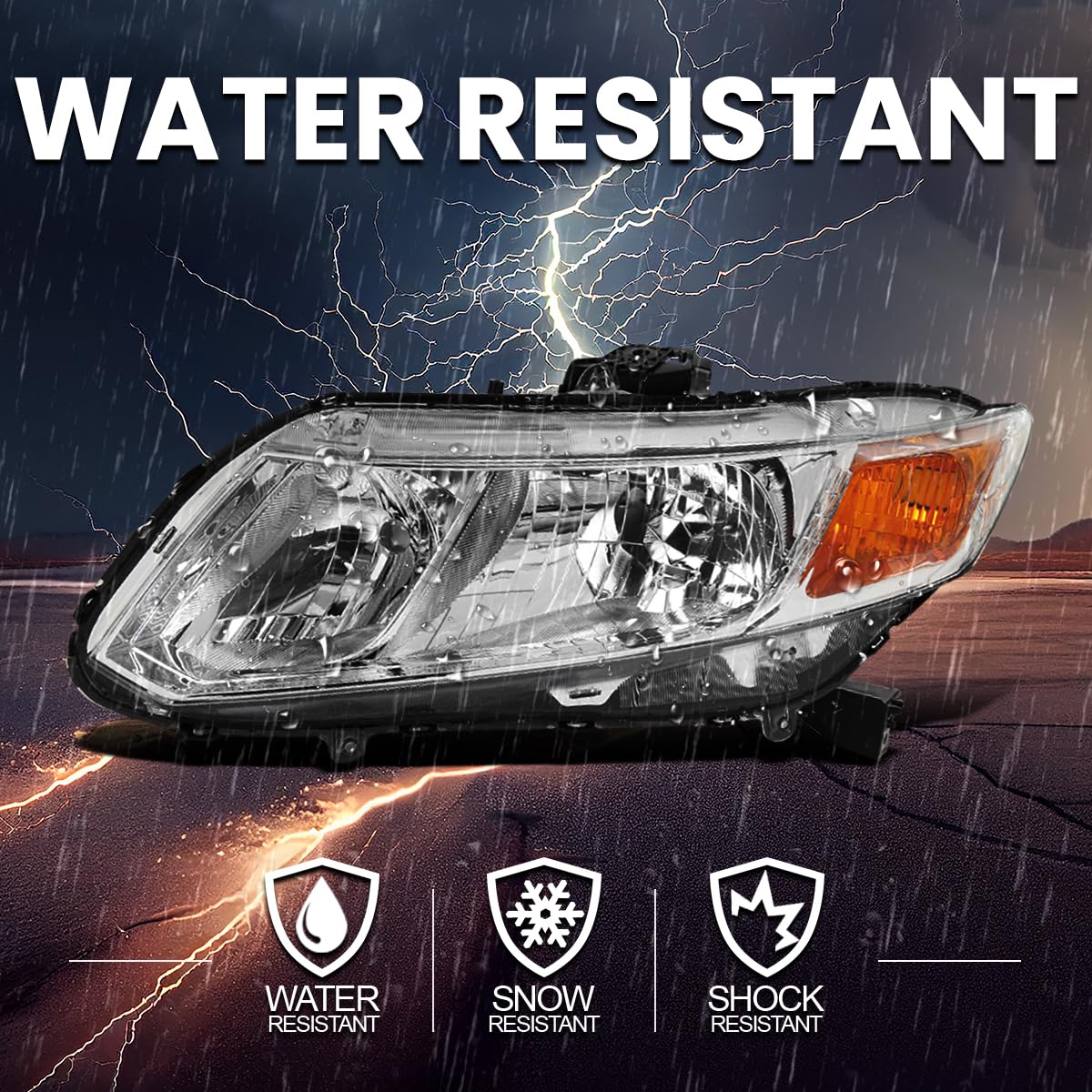Chrome Headlights SPEC-D TUNING Compatible with 2012-2015 Honda Civic Sedan, 2012-2013 Civic Coupe L+R Pair Head Light Lamp Assembly