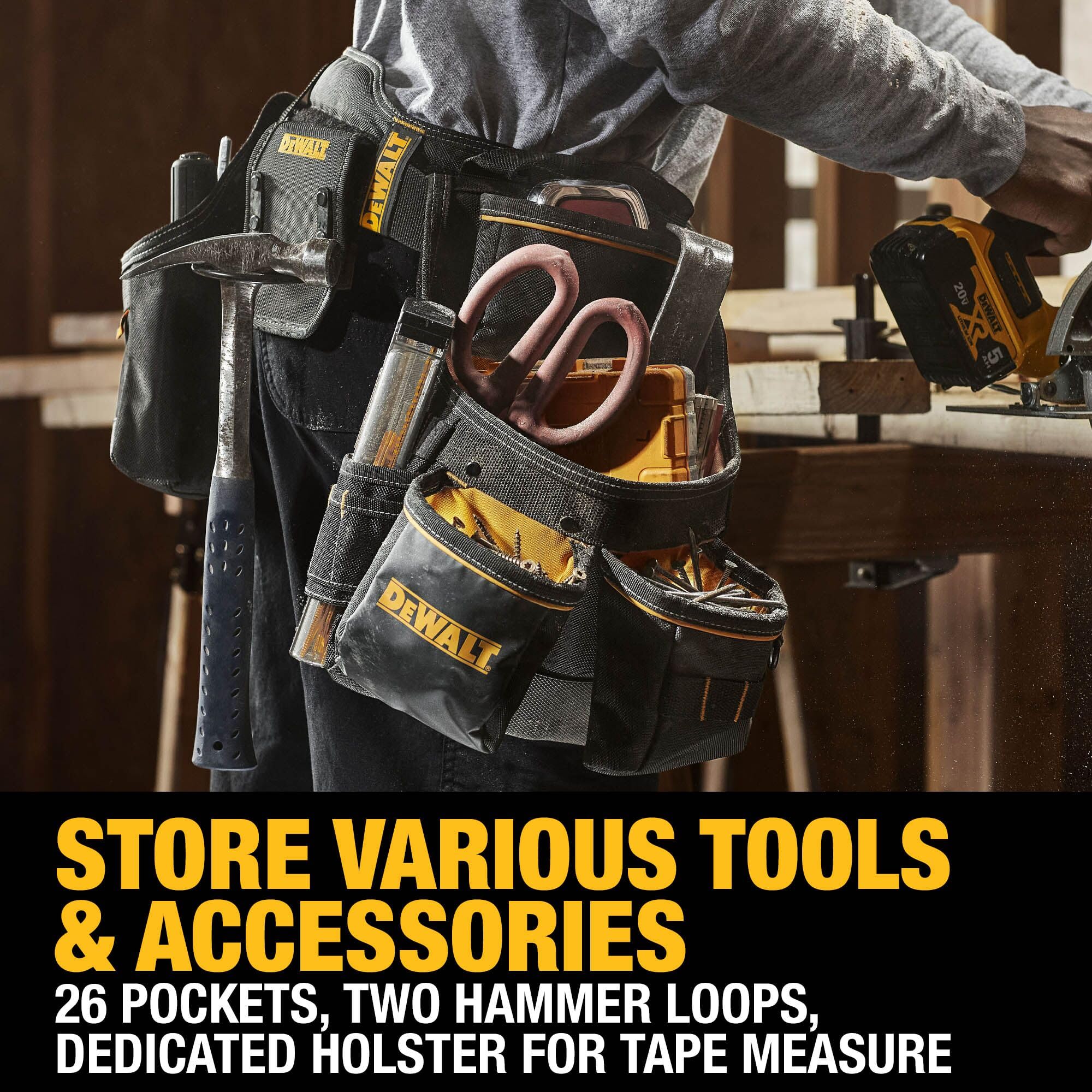 DEWALT 26 Pocket Tool Belt, Durable Professional Belt (DWST540601)