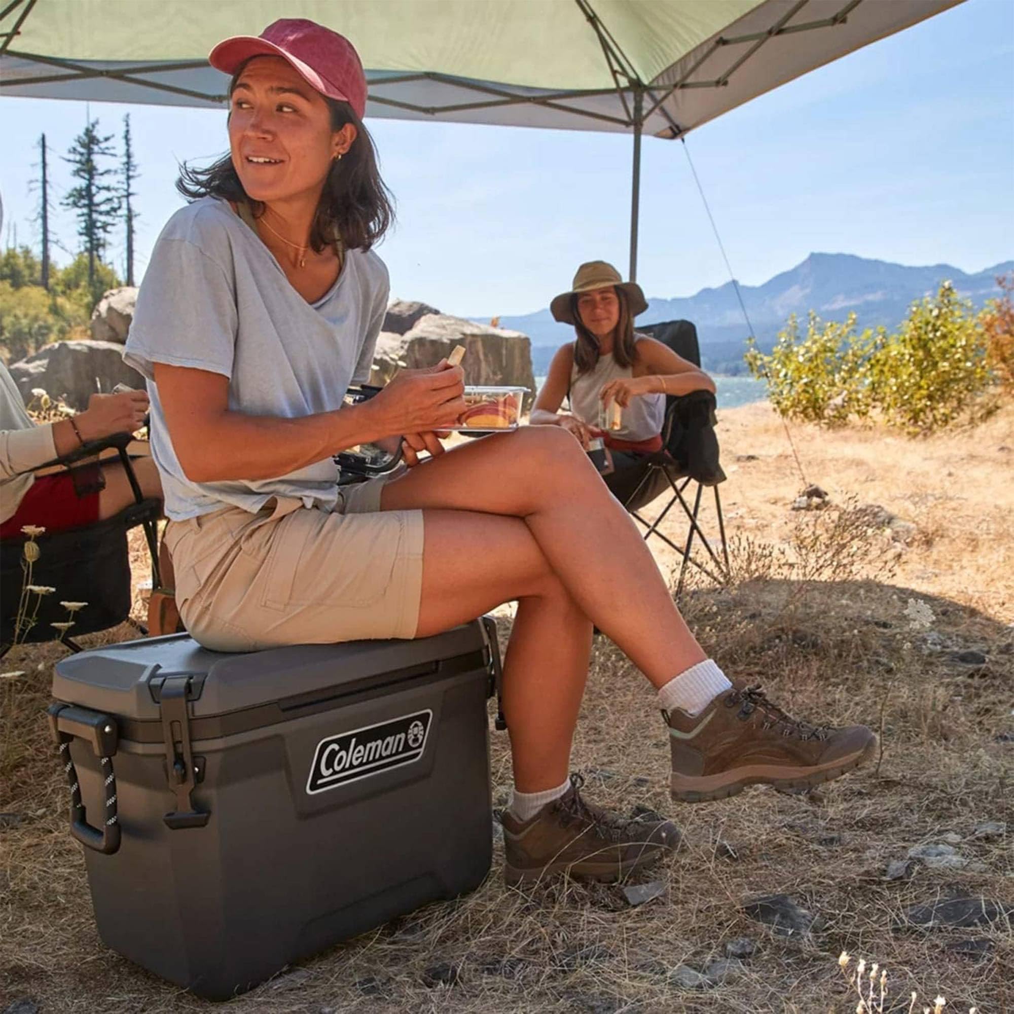 Coleman 55 Quart Convoy Series Lightweight Portable Cooler with Nonslip Grip Reflective Rope Handles for Long Haul Outdoor Adventures, Dark Storm