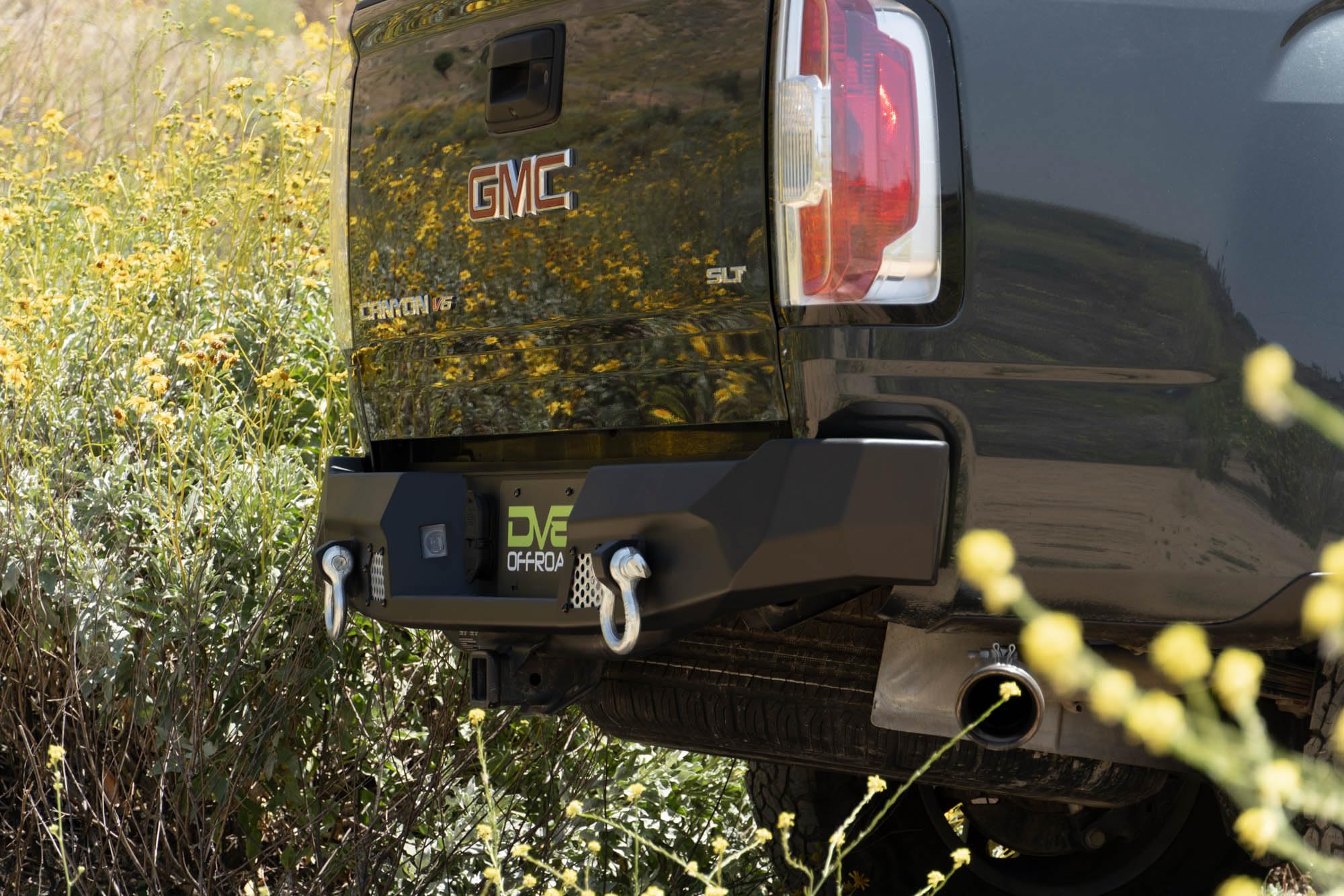 DV8 Offroad Rear MTO Bumper for 2014-2022 Chevy Colorado & 2015-2022 GMC Canyon | High Clearance | Two 3-Inch Light Pod Mounts | Integrated D-Ring Mounts | Fully Bolt-On | Powder Coated Finish