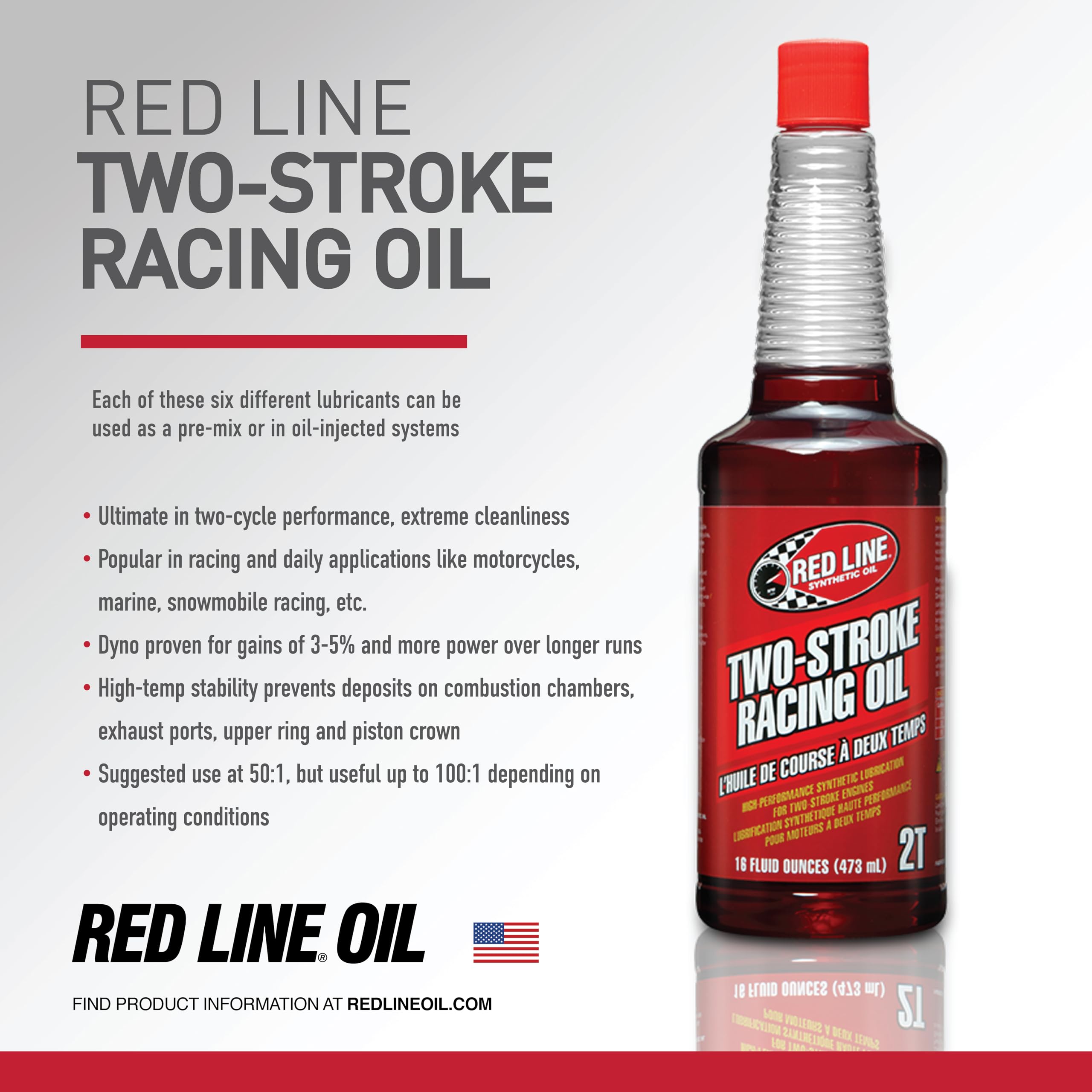 Two-Stroke Oil Red Line Racing Synthetic - 16 Ounce