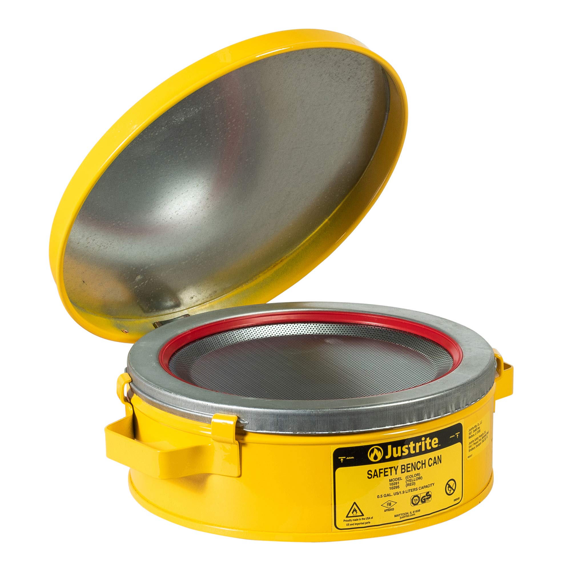 Steel Justrite 10291 Bench Can, 2L Capacity, Yellow