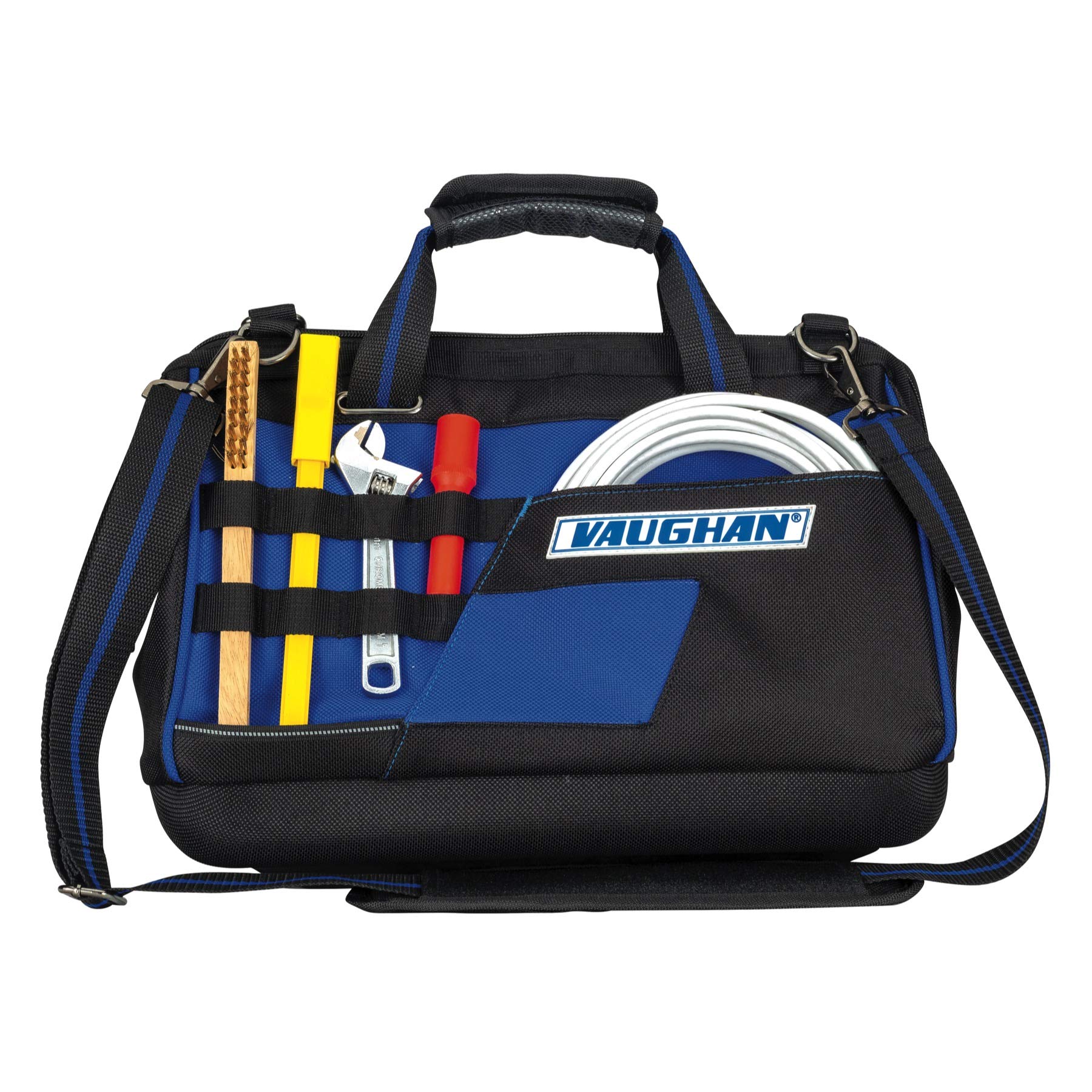 16 in. Vaughan Wide Mouth Tool Bag 9 Pocket 10 Tool Loops 1200D - 240157, Blue, 16-1/2 in. x 8-5/8 in. x 11-3/4 in.