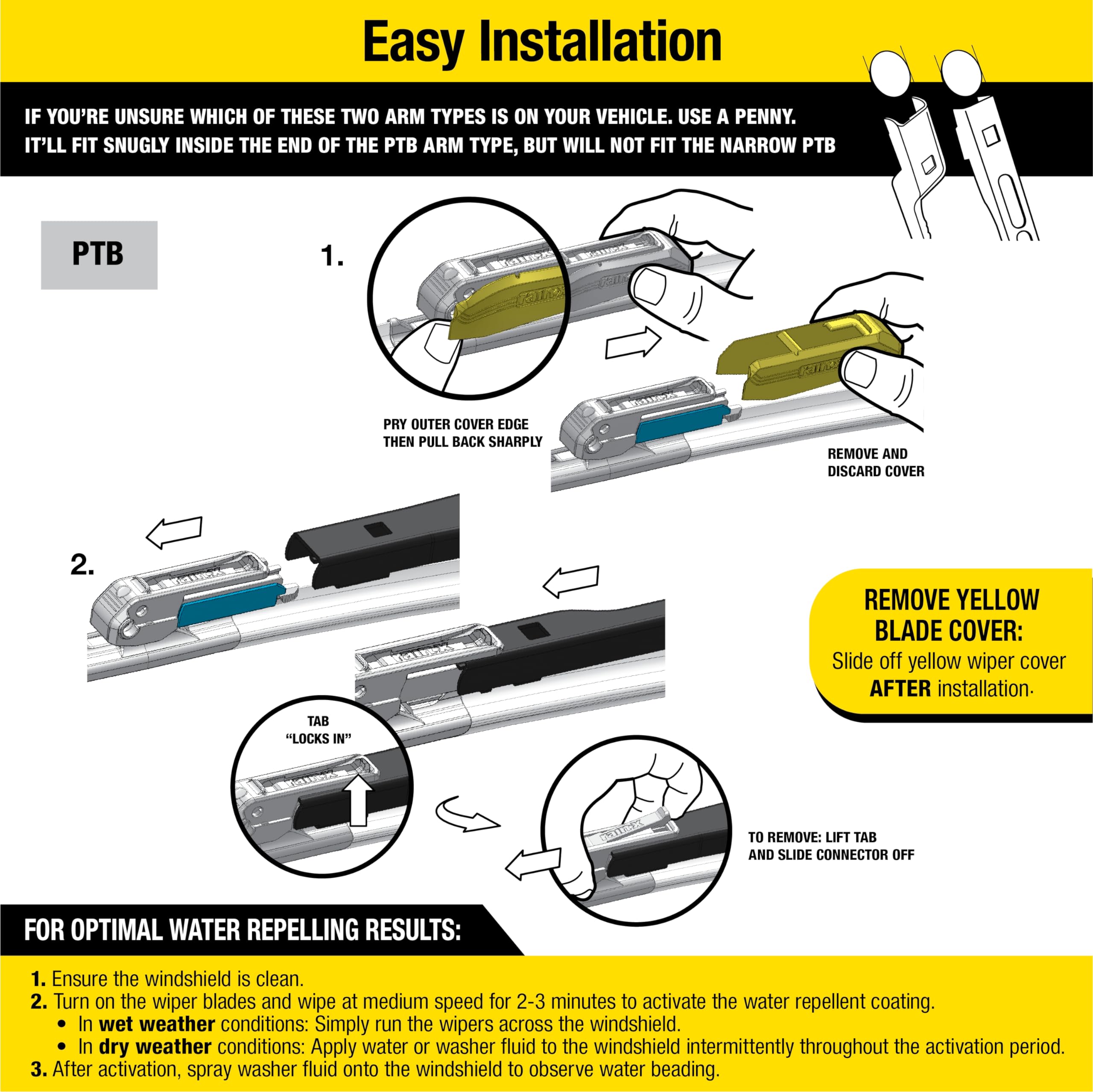 Latitude Rain-X 5079273-2 2-In-1 Water Repellent Wiper Blades, 15 Inch (Pack Of 1), Automotive Replacement Windshield Wipers With Patented Repellency Formula