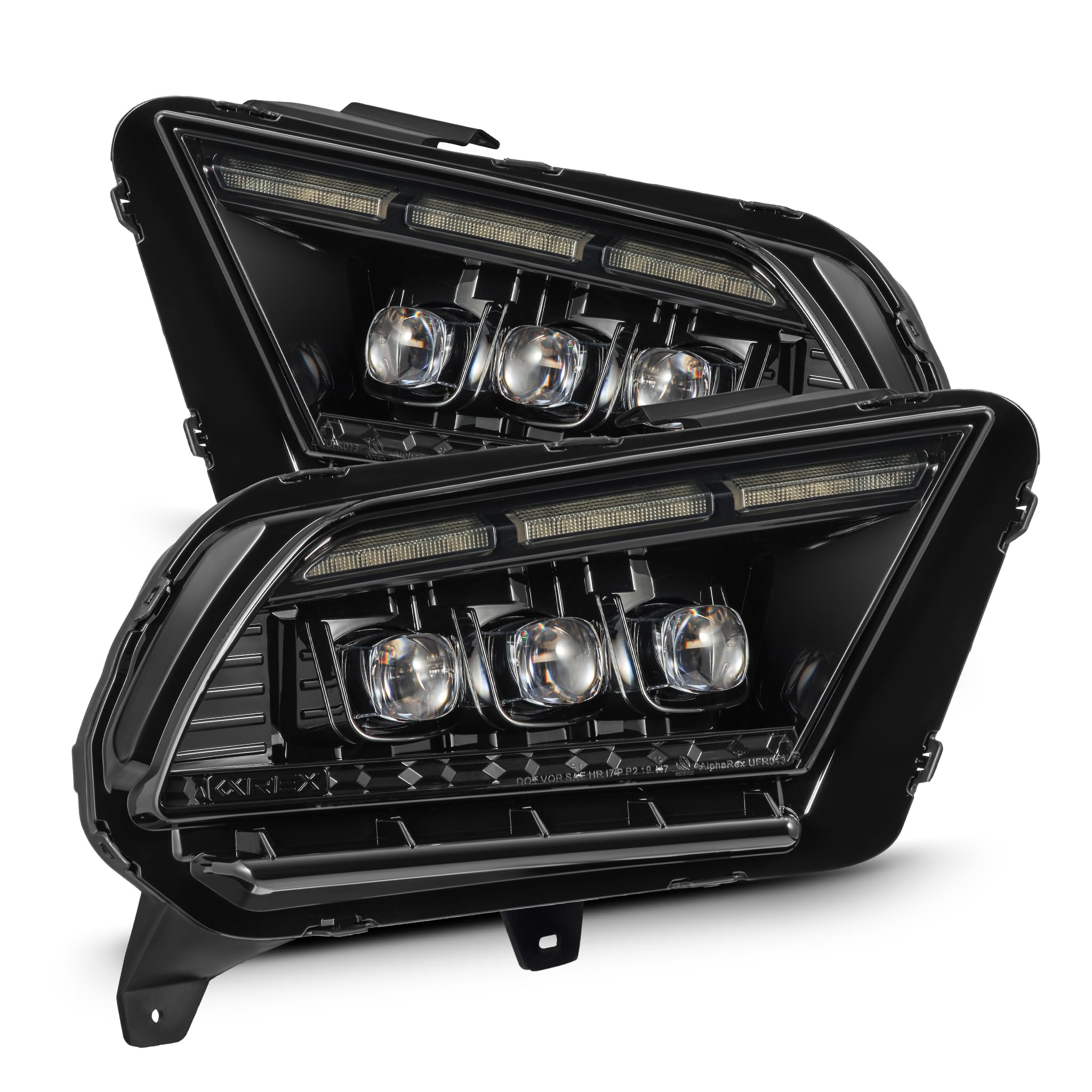 2013-2014 Ford Mustang AlphaRex LED Projector Headlights (NOVA-Series) - Alpha-Black