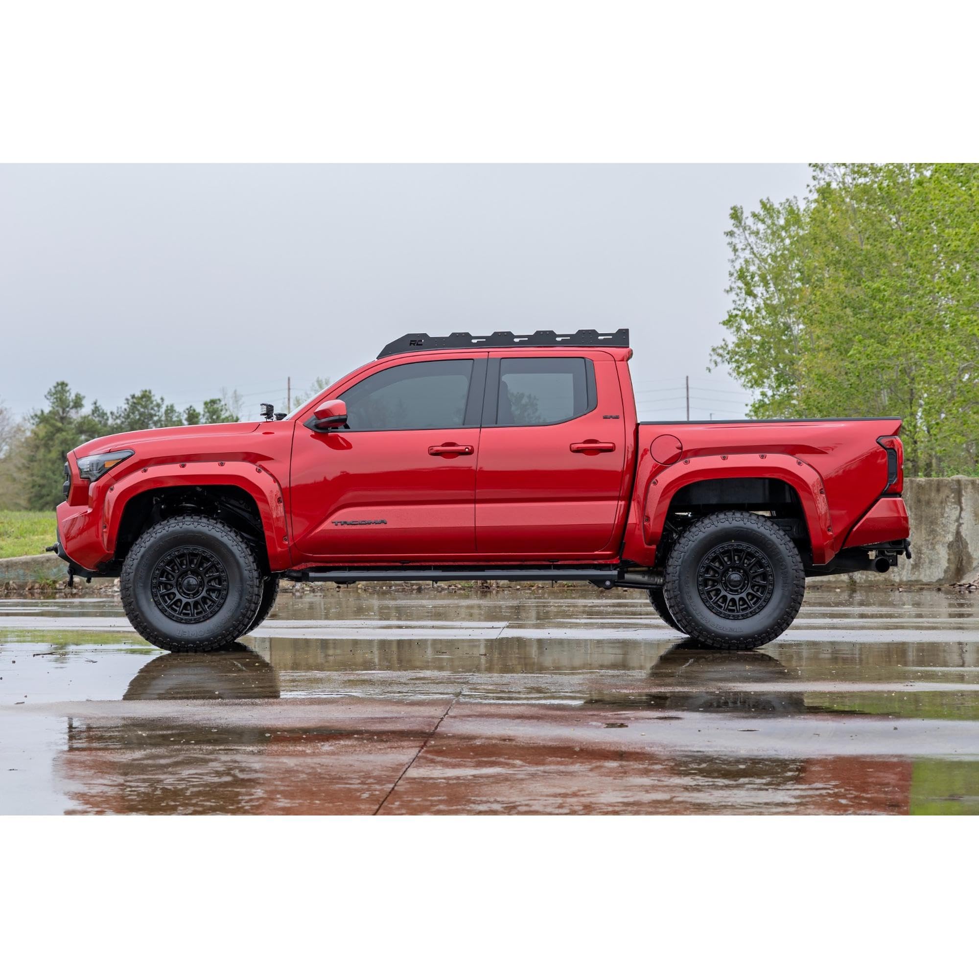 BA2 Rough Country Running Boards for Toyota Tacoma Double Cab (2024-2025) - 5" Wide Steel Step Bars, Non-Slip Grip Foot Rails, No-Drill Install, Truck Side Steps