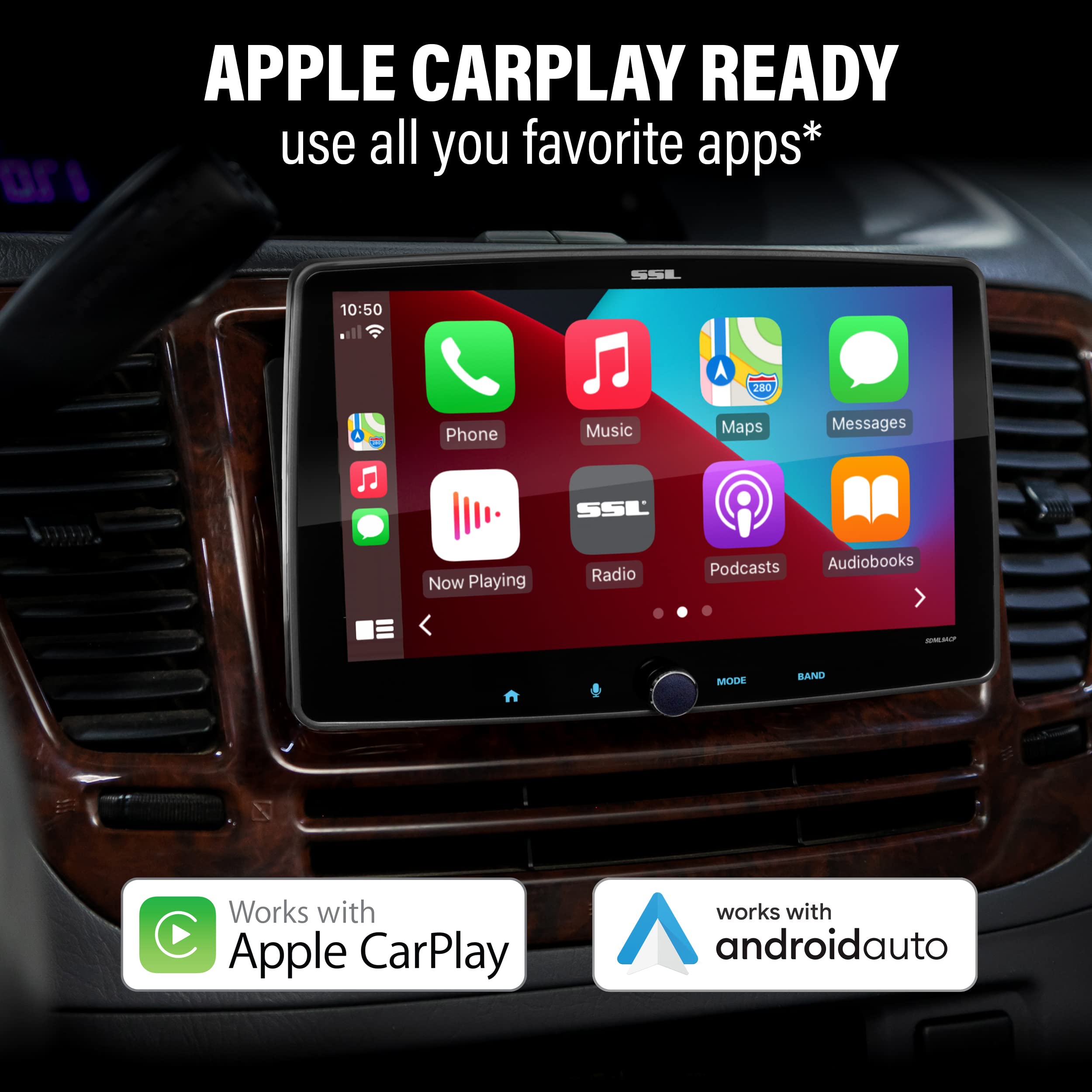 Sound Storm Laboratories Car Audio SDML9ACPR Stereo - Apple CarPlay, Android Auto, 9 Inch Single Din, Touchscreen, Bluetooth Head Unit, No CD DVD Player, Backup Camera, Radio Receiver