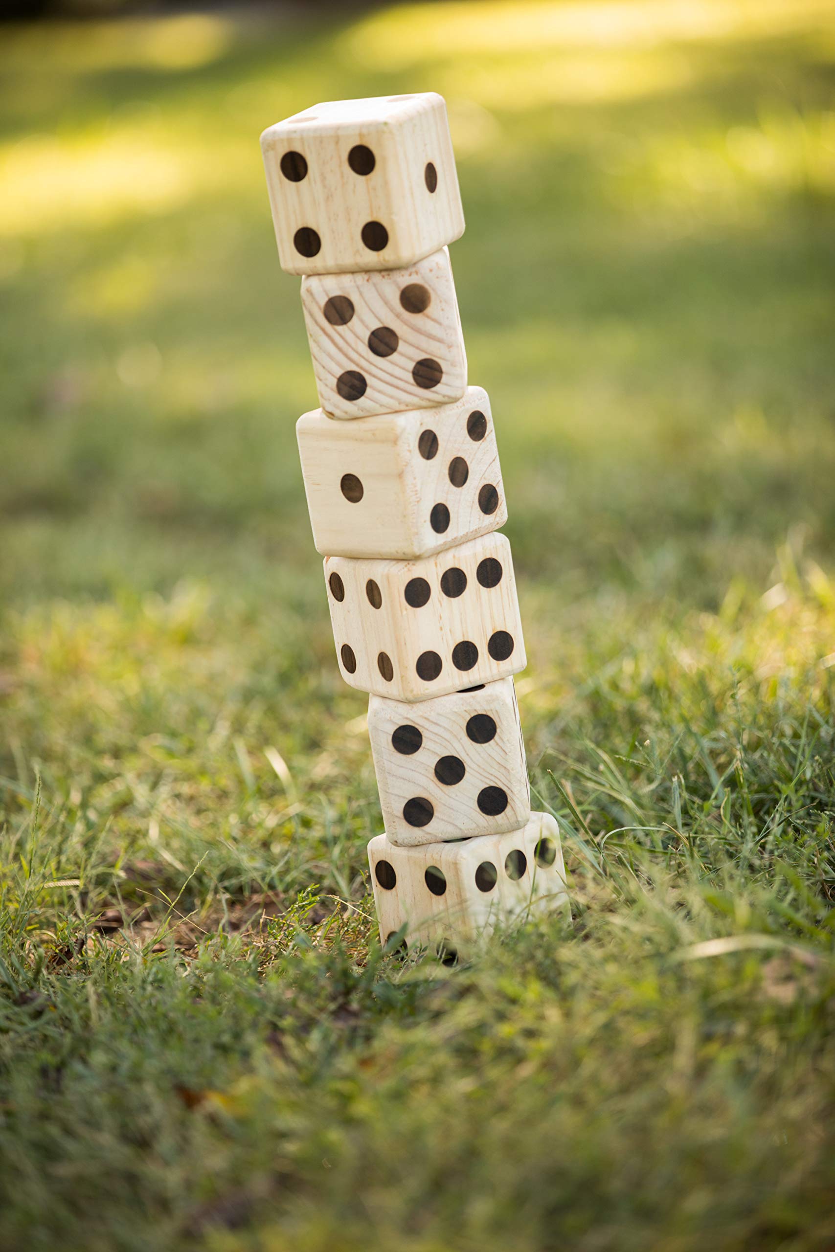 Giant Wooden TRIUMPH Lawn Dice - Includes 6 Large Lawn Dice, Dry-Erase Scorecards, Markers and Carry Bag