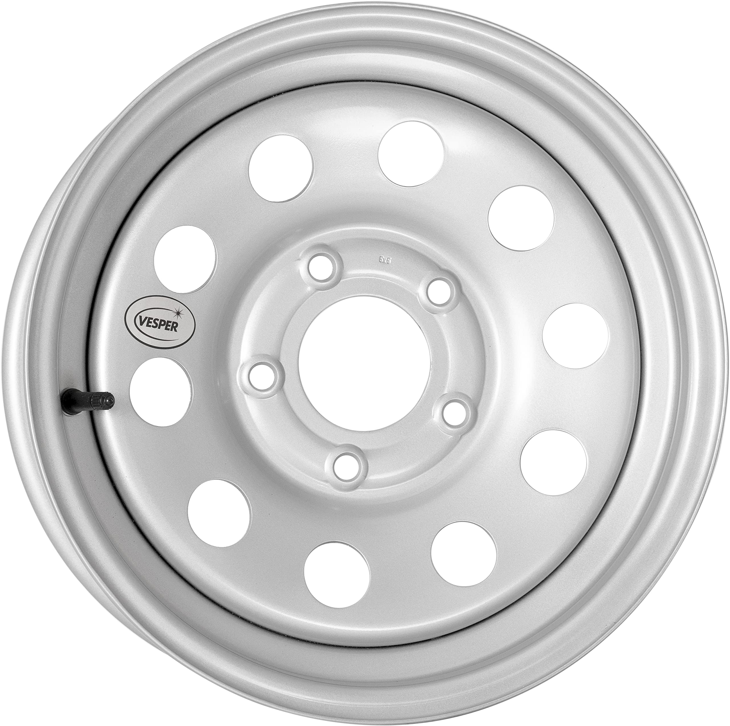 15"x5" Vesper Steel Trailer Wheel (Silver) 5 on 5 Updated SKU WS-15050550-SM-14777-BX