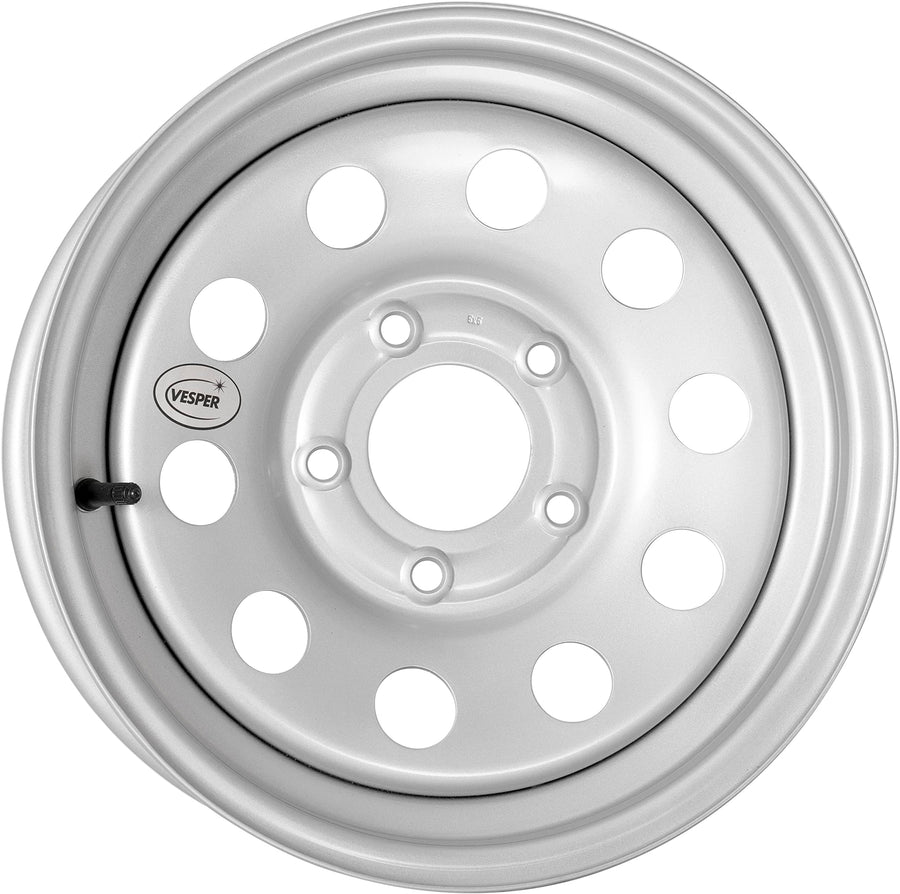 15"x5" Vesper Steel Trailer Wheel (Silver) 5 on 5 Updated SKU WS-15050550-SM-14777-BX